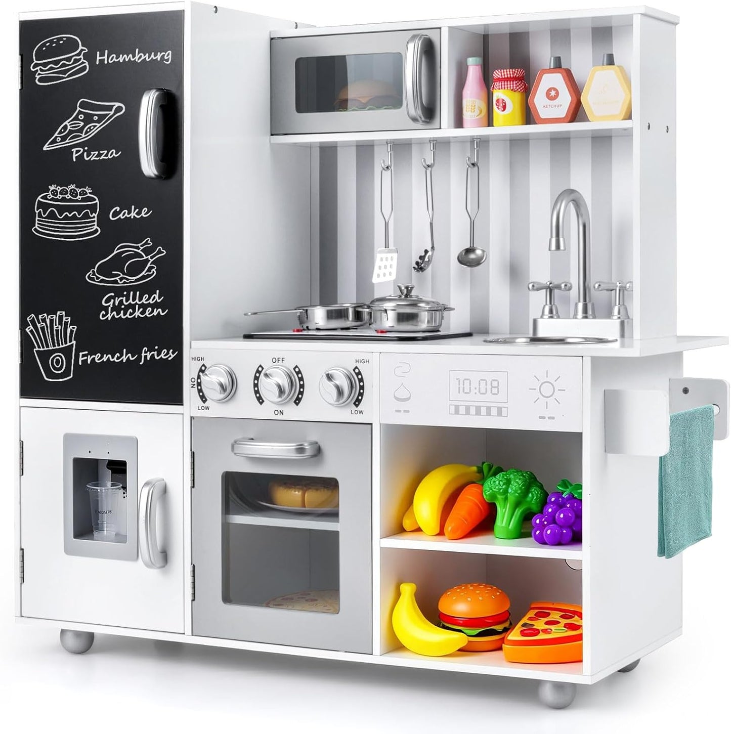 Costzon Juego de cocina para niños, juego de cocina de chef de made...