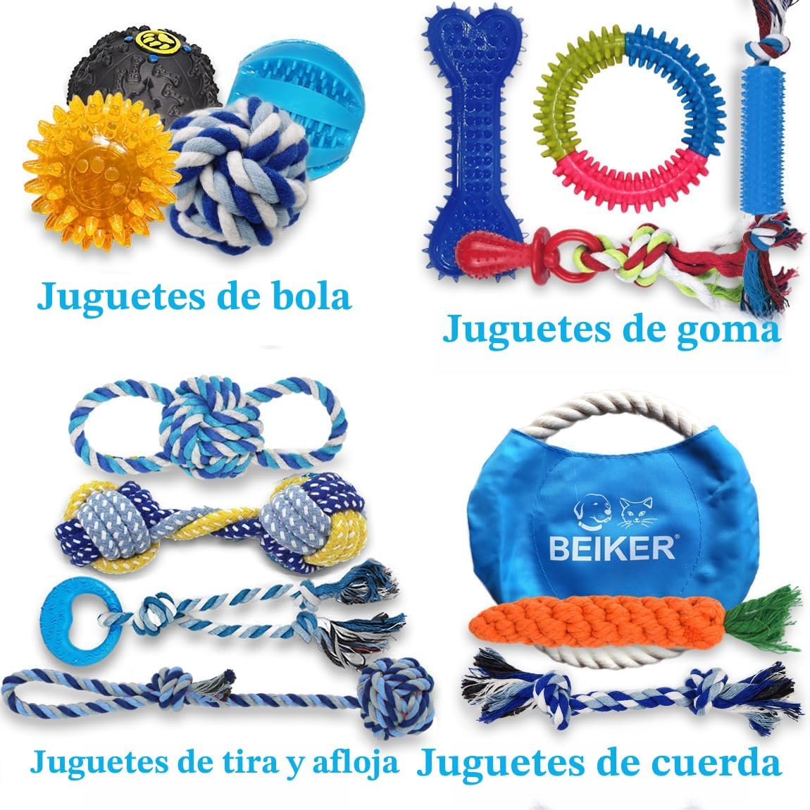 Beiker Juguetes masticables para dentición para perros, paquete de...