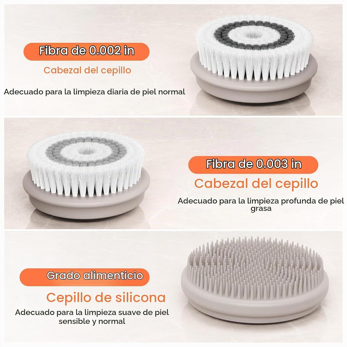 Exfoliador facial con 3 cabezales de cepillo y 2 velocidades - Limp...
