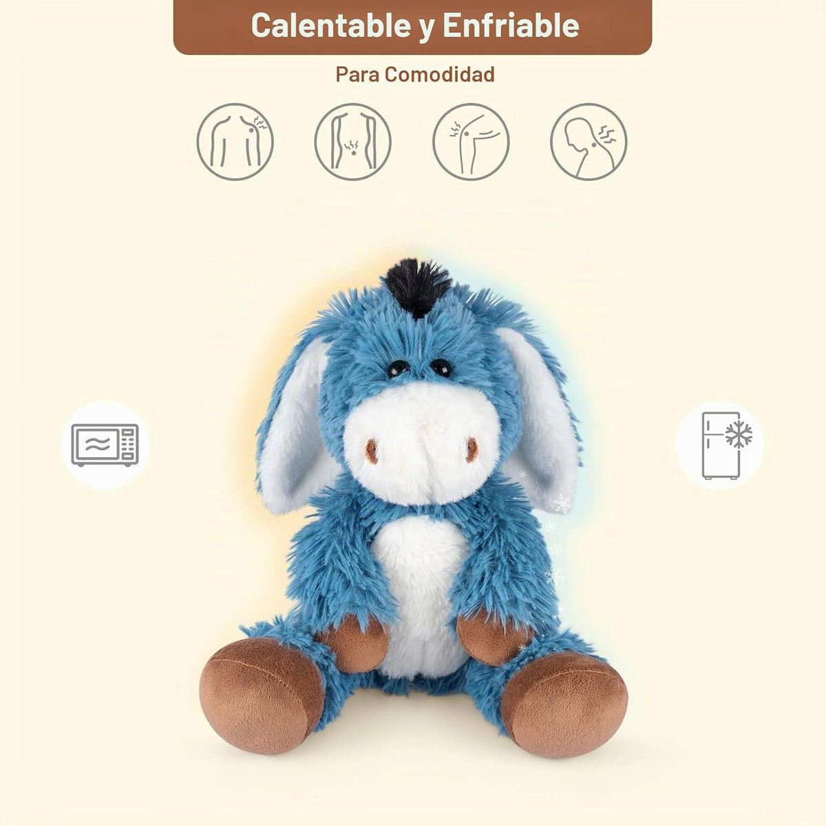 SuzziPals Almohadilla térmica de peluche de burro, apta para microo...