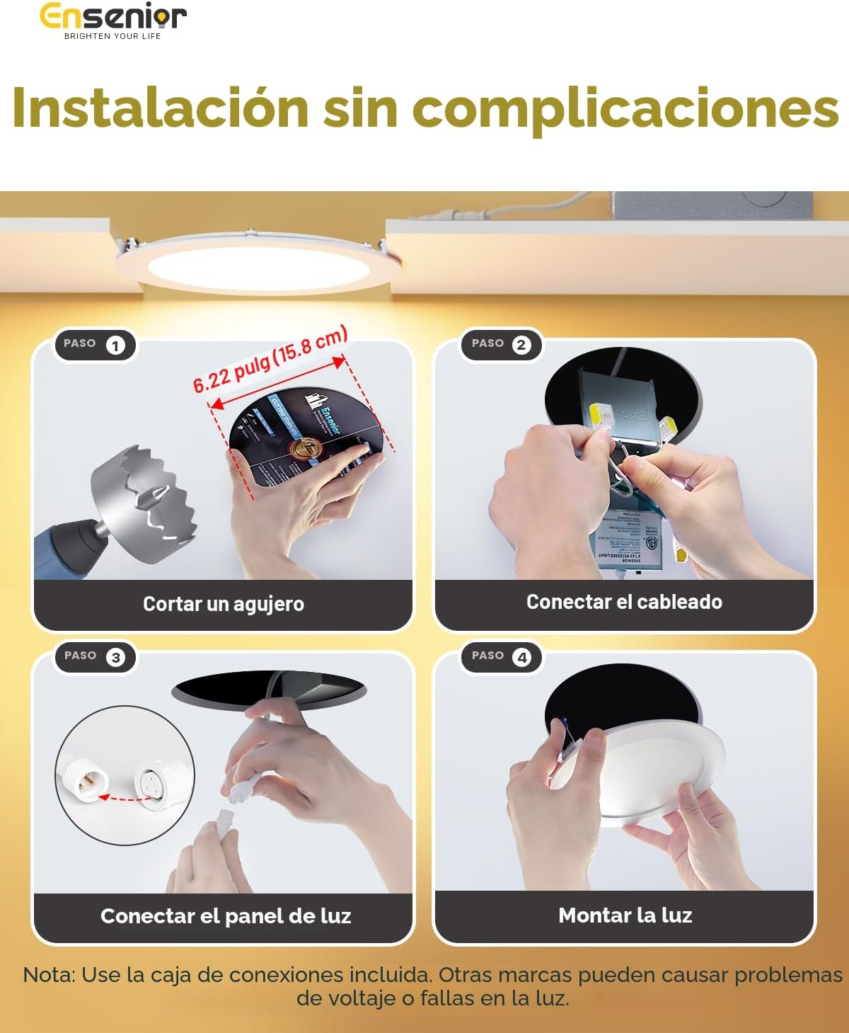 Ensenior paquete de 24 lámparas de techo empotrables LED de 6 pulga...