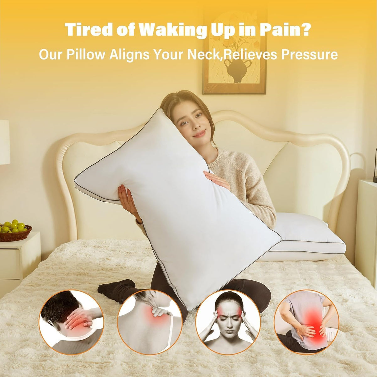 Almohada corporal de fibra de plumón de ganso para adultos, almohad...