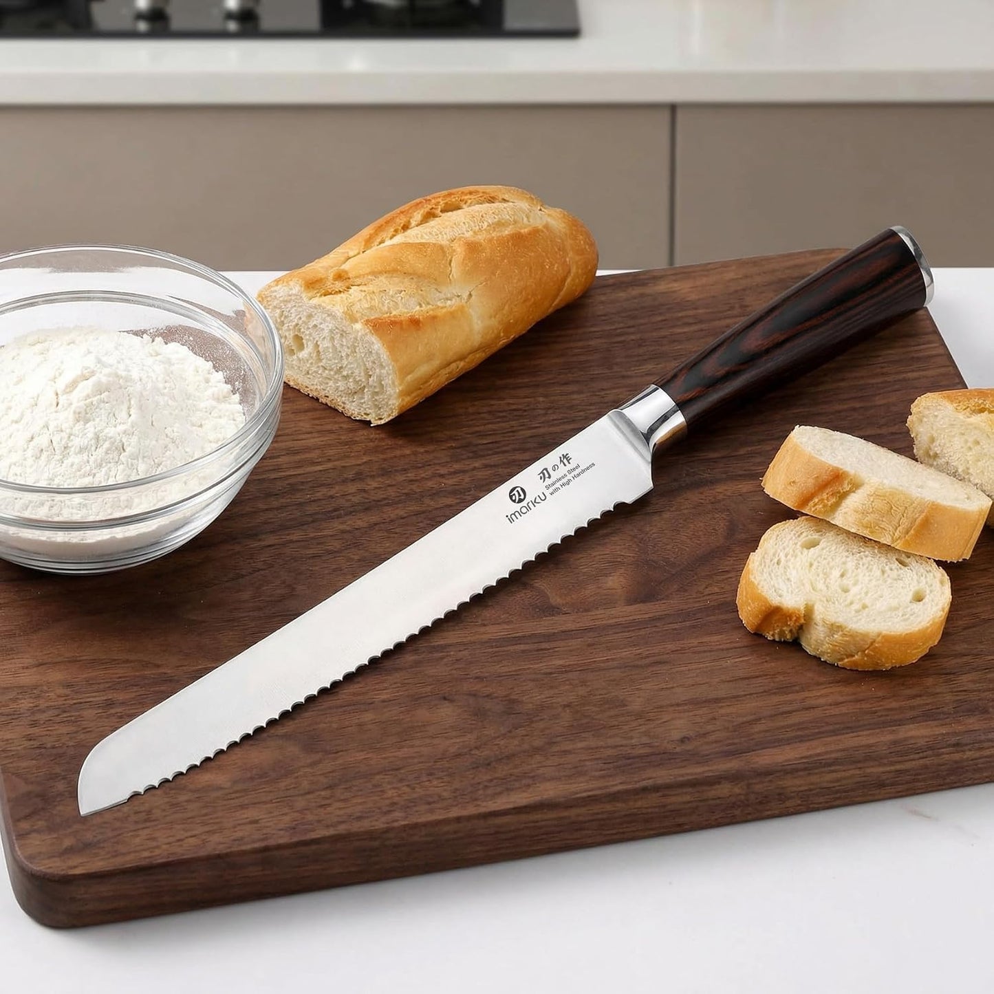 Cuchillo de pan imarku, cuchillo de sierra ultra afilado de 10 pulg...