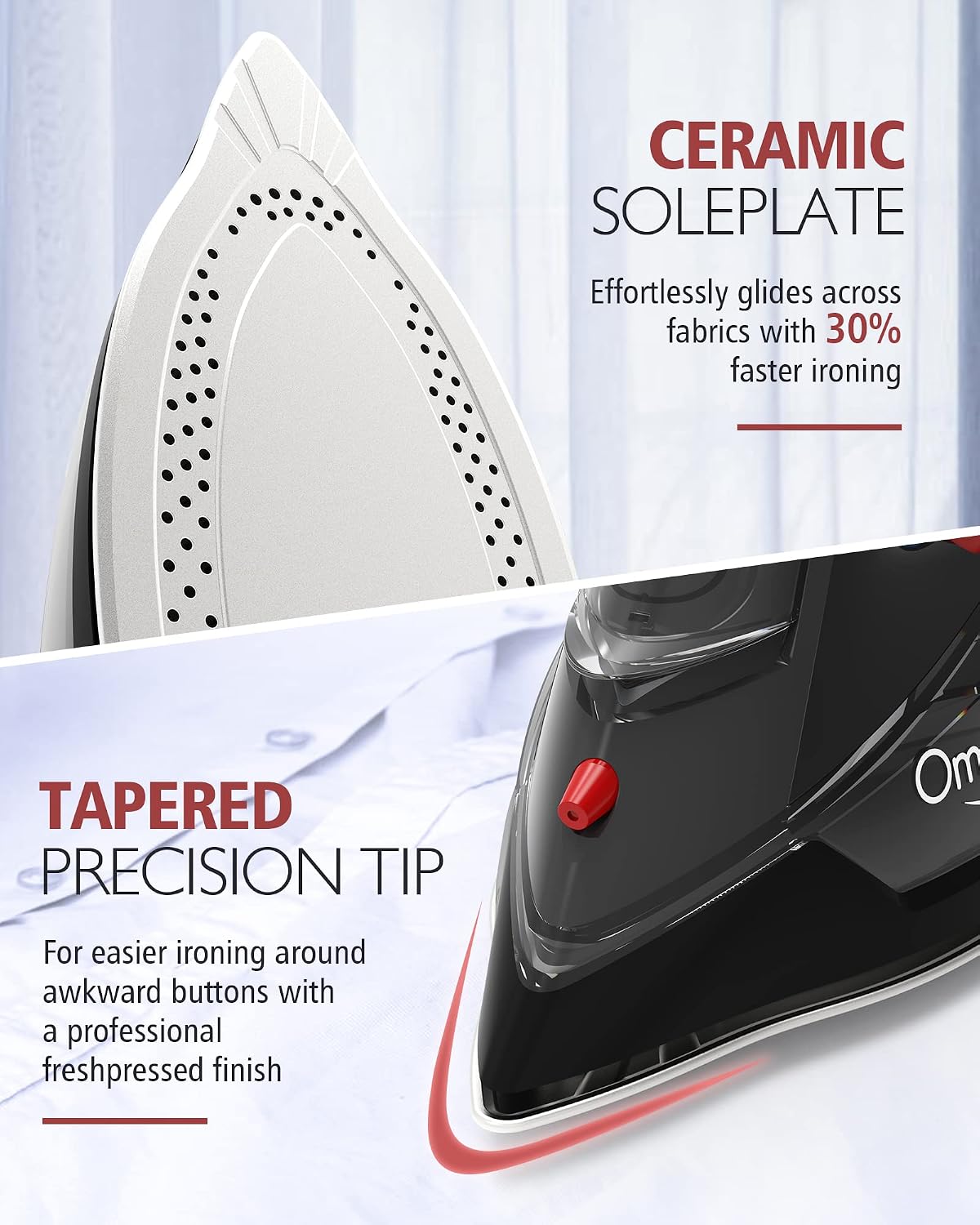 OMAIGA - Plancha inalámbrica para ropa, plancha de vapor de 1500W c...