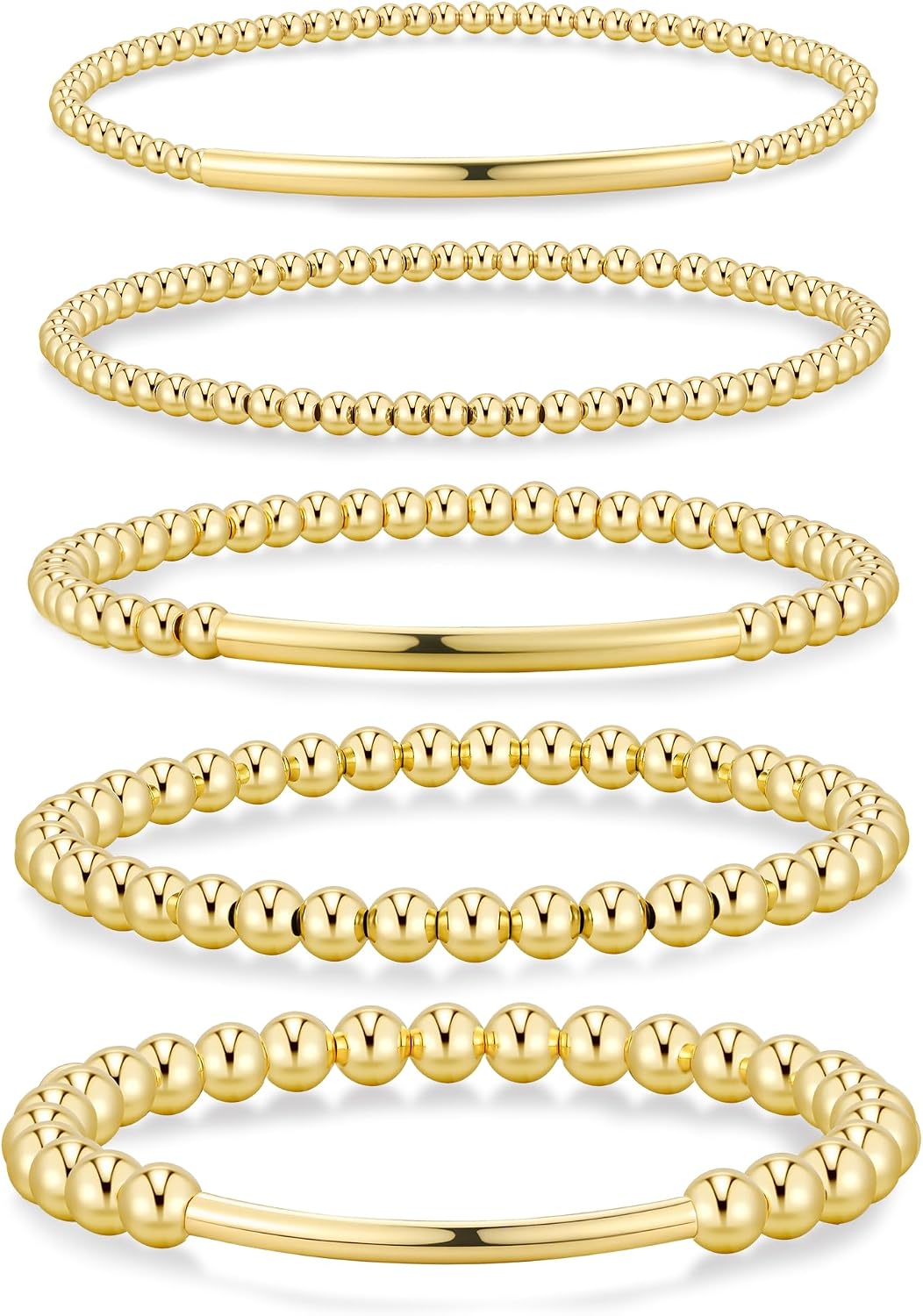 Yoosteel Juego de pulseras de cuentas de oro para mujeres, adolesce...