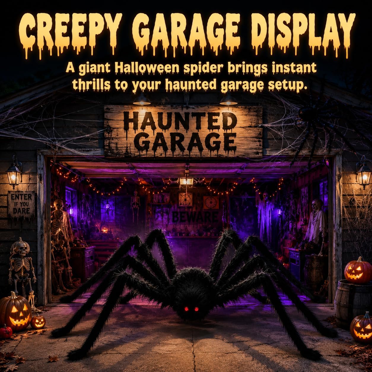 Araña gigante de 15 pies para decoración de Halloween al aire libre...