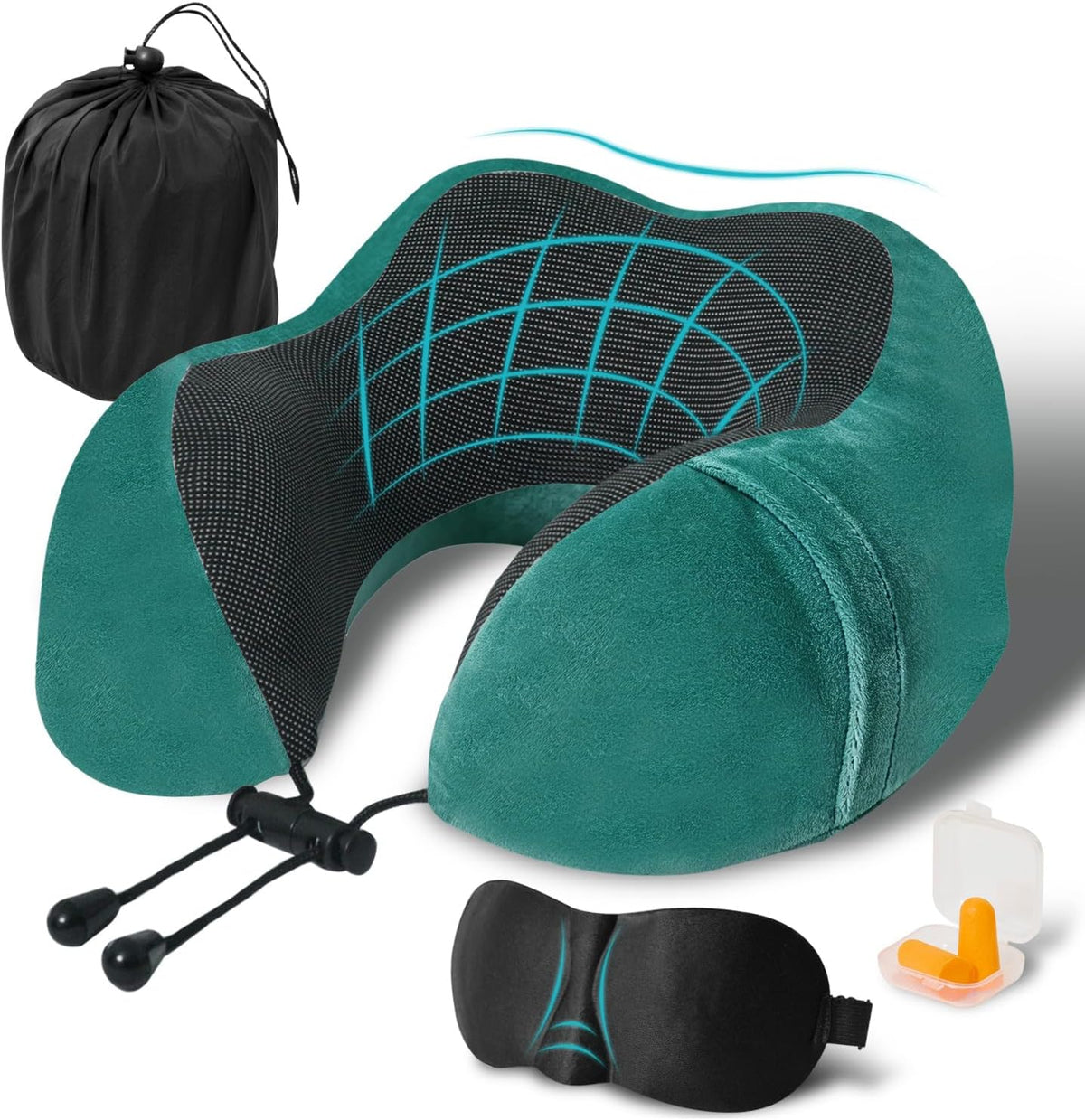 Elvodosia Almohada de viaje, almohada de cuello de espuma viscoelás...
