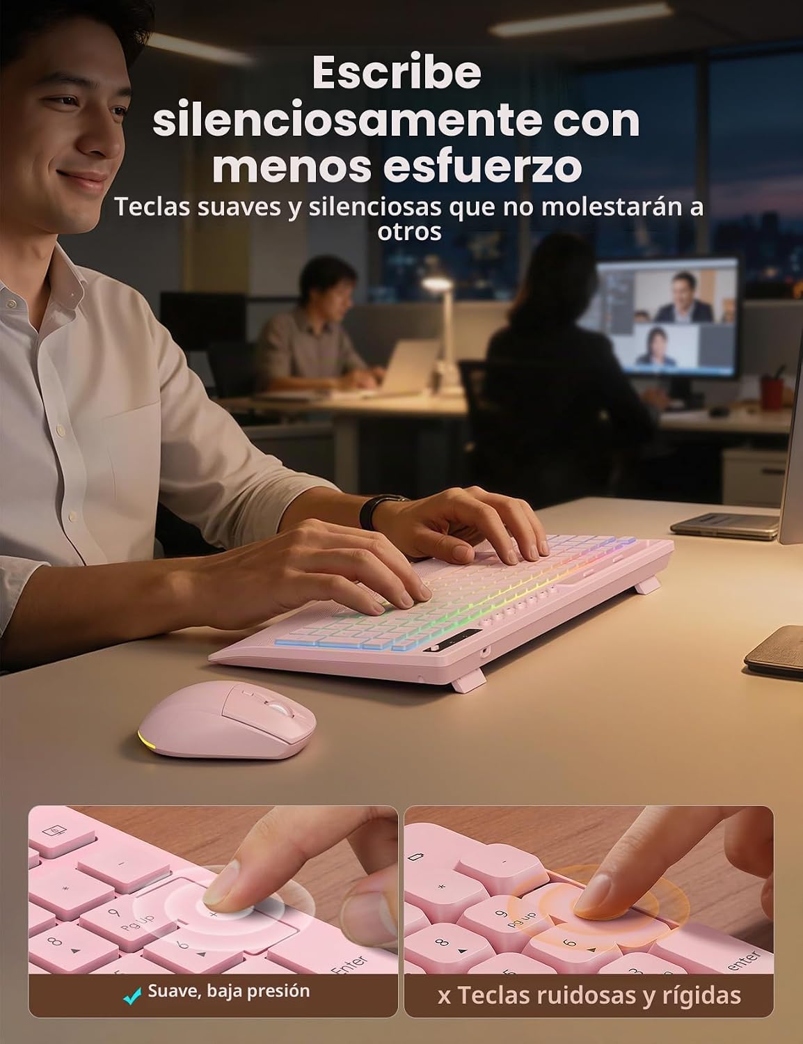 Trueque Combo de teclado y mouse inalámbricos, batería de 4000 mAh...