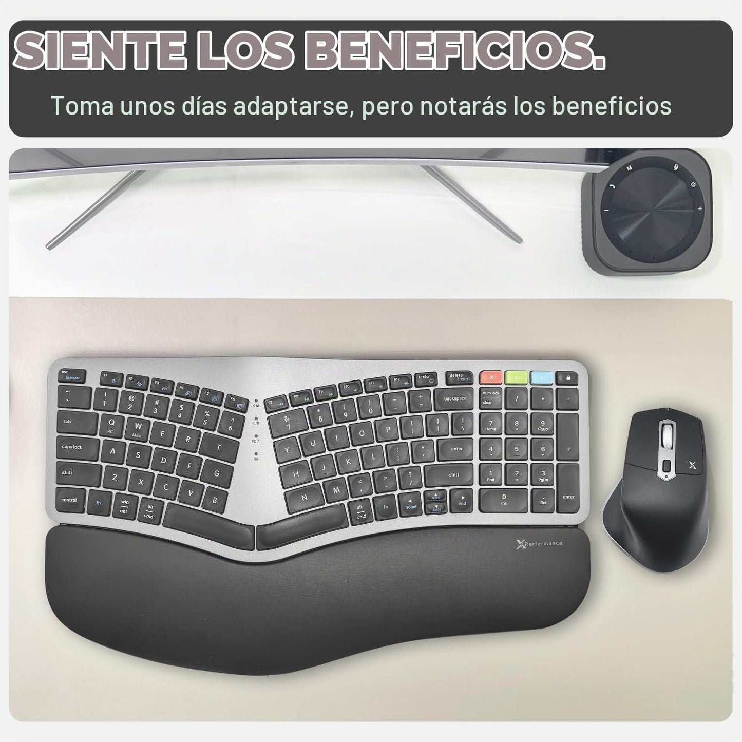 X9 Combo ergonómico de teclado y mouse inalámbricos: teclado Ergo S...