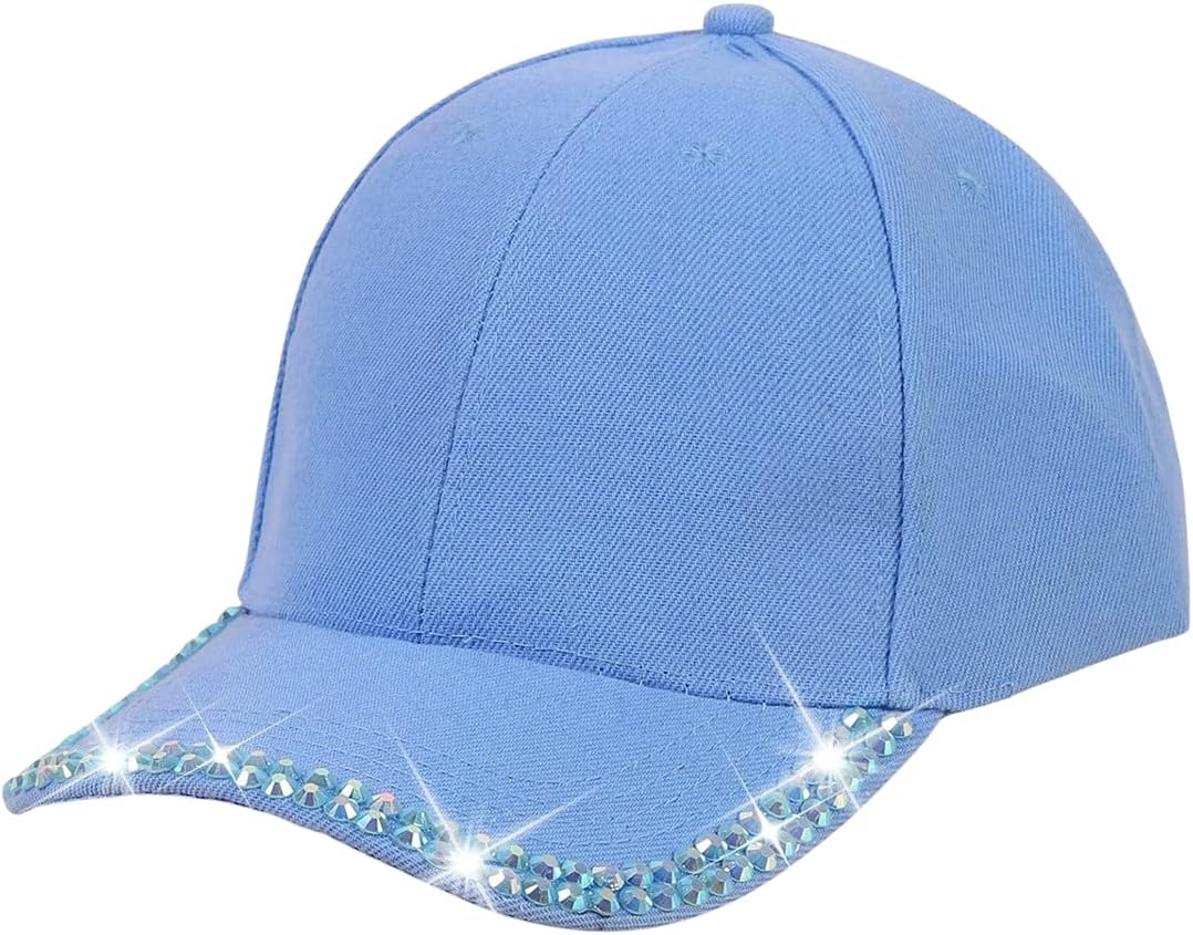 BUDUBIBI Gorra de béisbol con diamantes de imitación para mujer, go...