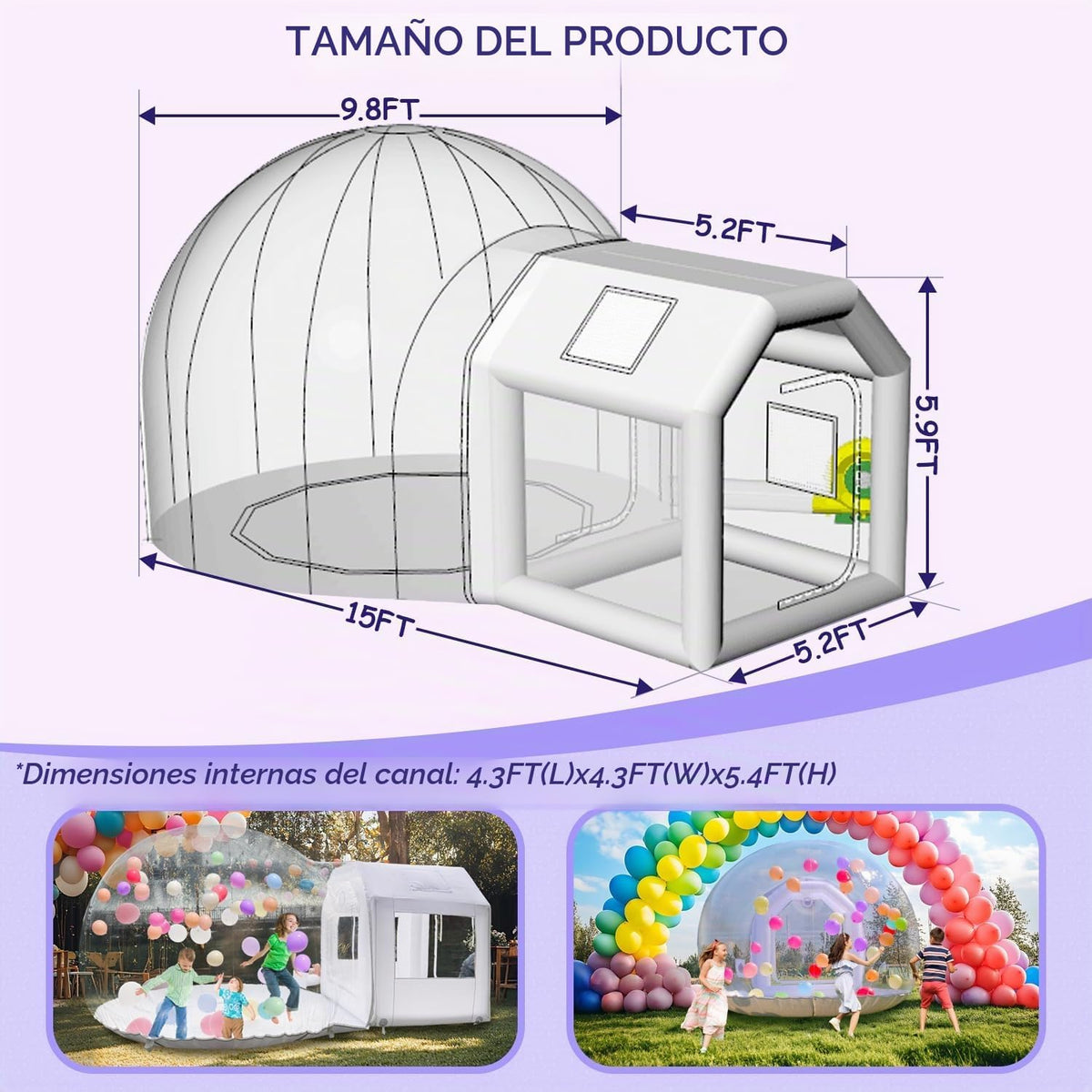 Cúpula inflable de la casa de la burbuja de 10ft para los niños, ti...