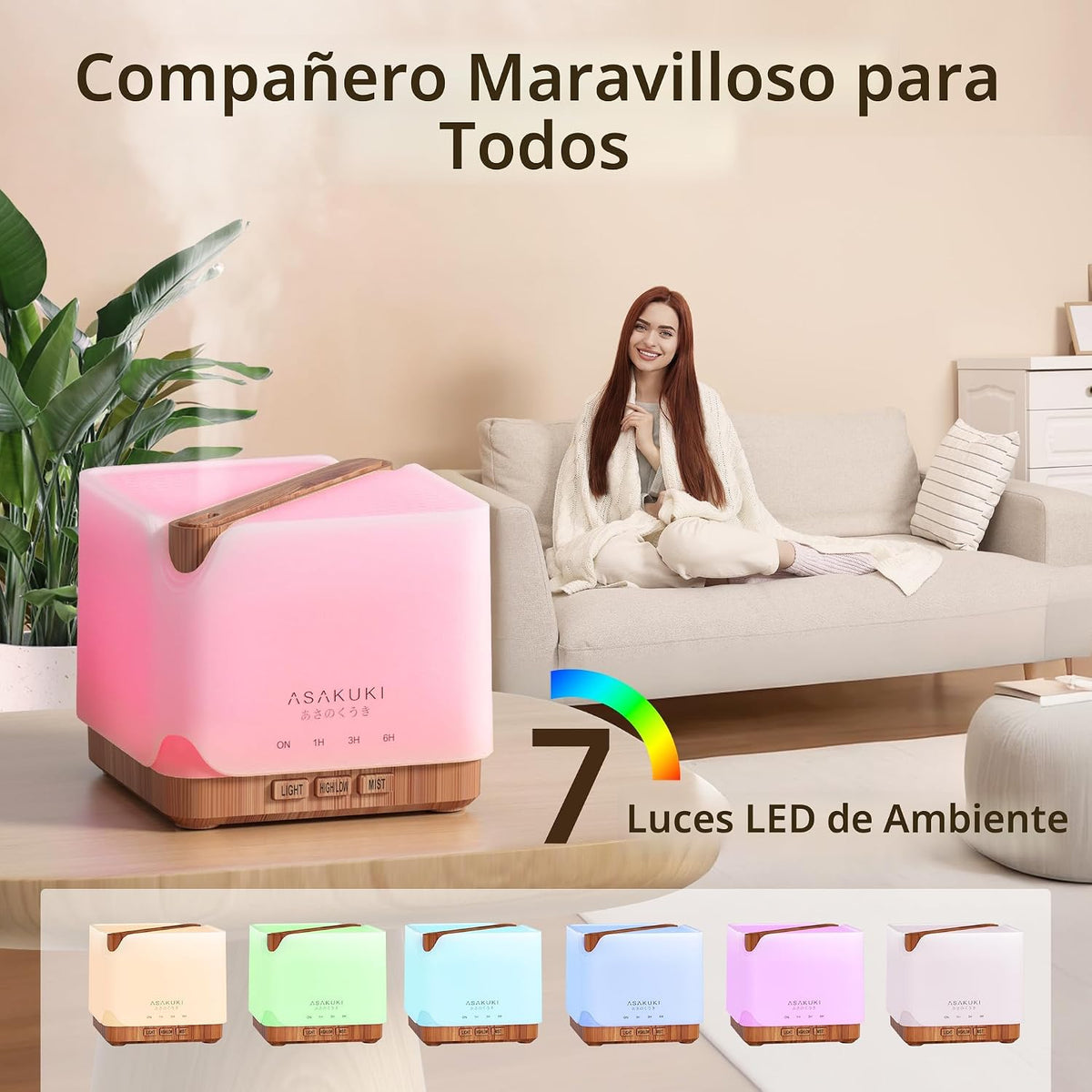 ASAKUKI Difusor de aceite esencial de alta calidad de 23.7 fl oz, h...
