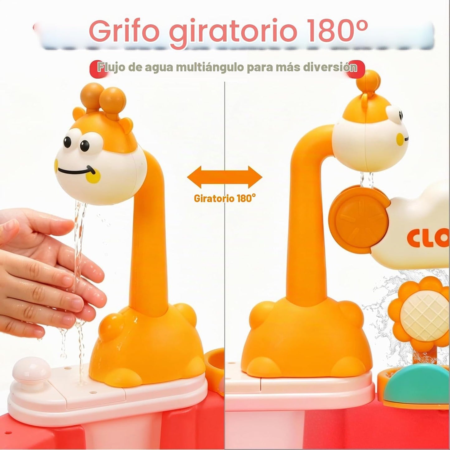 HOLYFUN Fregadero de cocina con agua corriente, juguete de mesa de...