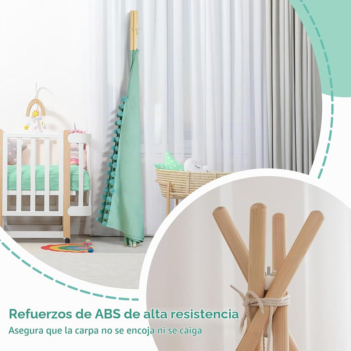 Tienda de campaña tipi para niños con alfombrilla acolchada, lona d...
