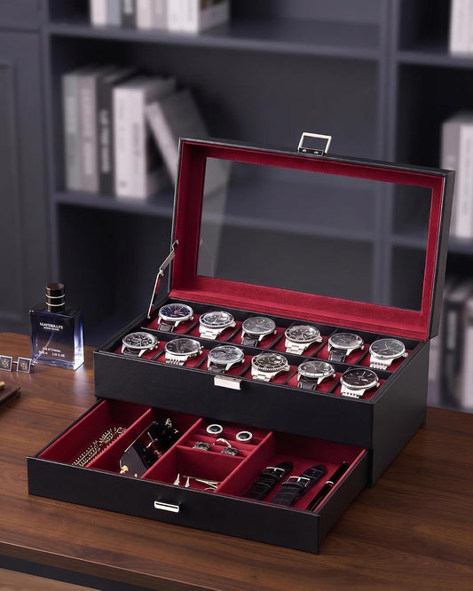 Lolalet Estuche para Reloj para Hombre, Joyero para Hombre con 12 R...