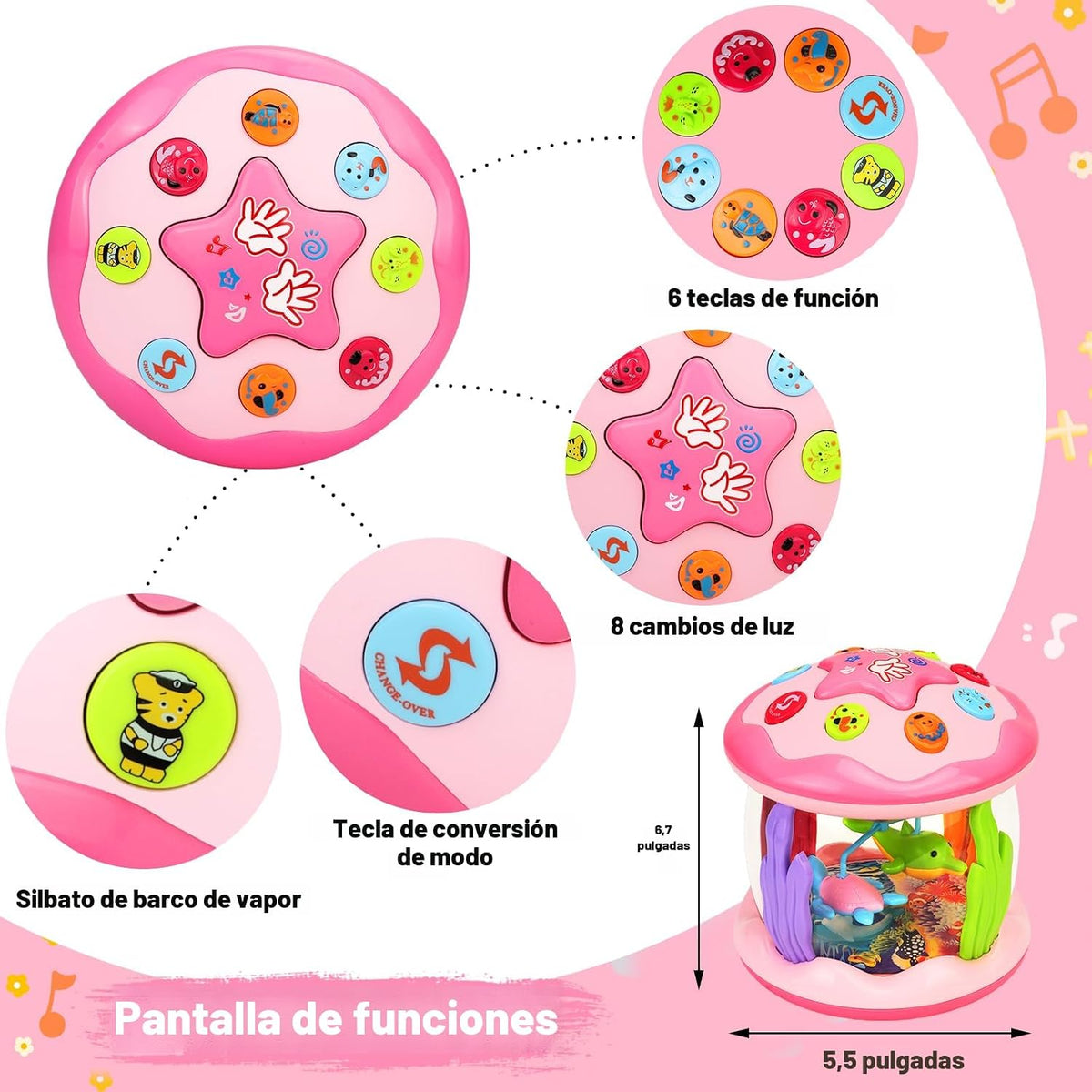 Juguetes para bebé niña de 0 a 6 meses: juguete giratorio musical c...