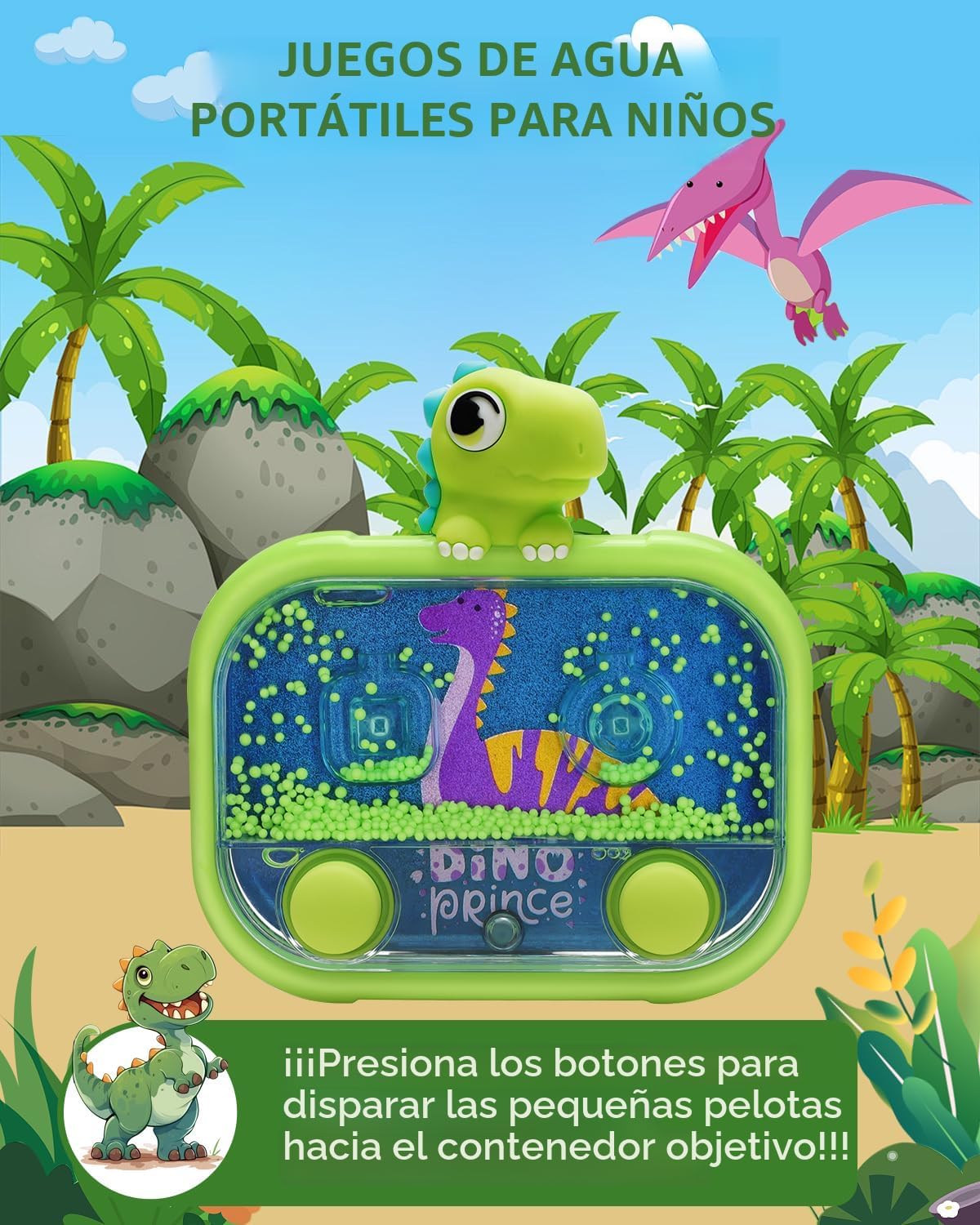 Givzan Juego de Agua Portátil de Mano con Luz \u2013 Juguete de Dia...