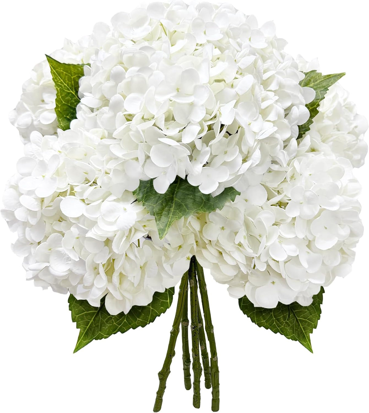 Yatim Hortensias artificiales blancas de 21 pulgadas con tallos 5 p...