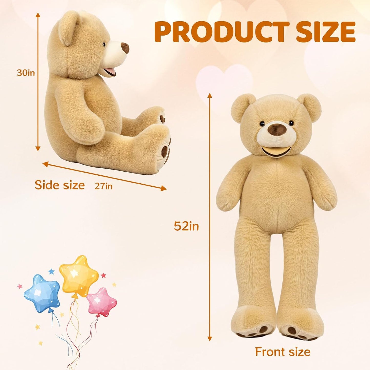 SRANWOW Oso de peluche gigante súper suave con detalles de pata (ma...