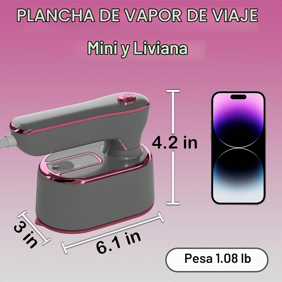 Plancha de vapor de viaje para ropa, mini máquina de planchar portá...