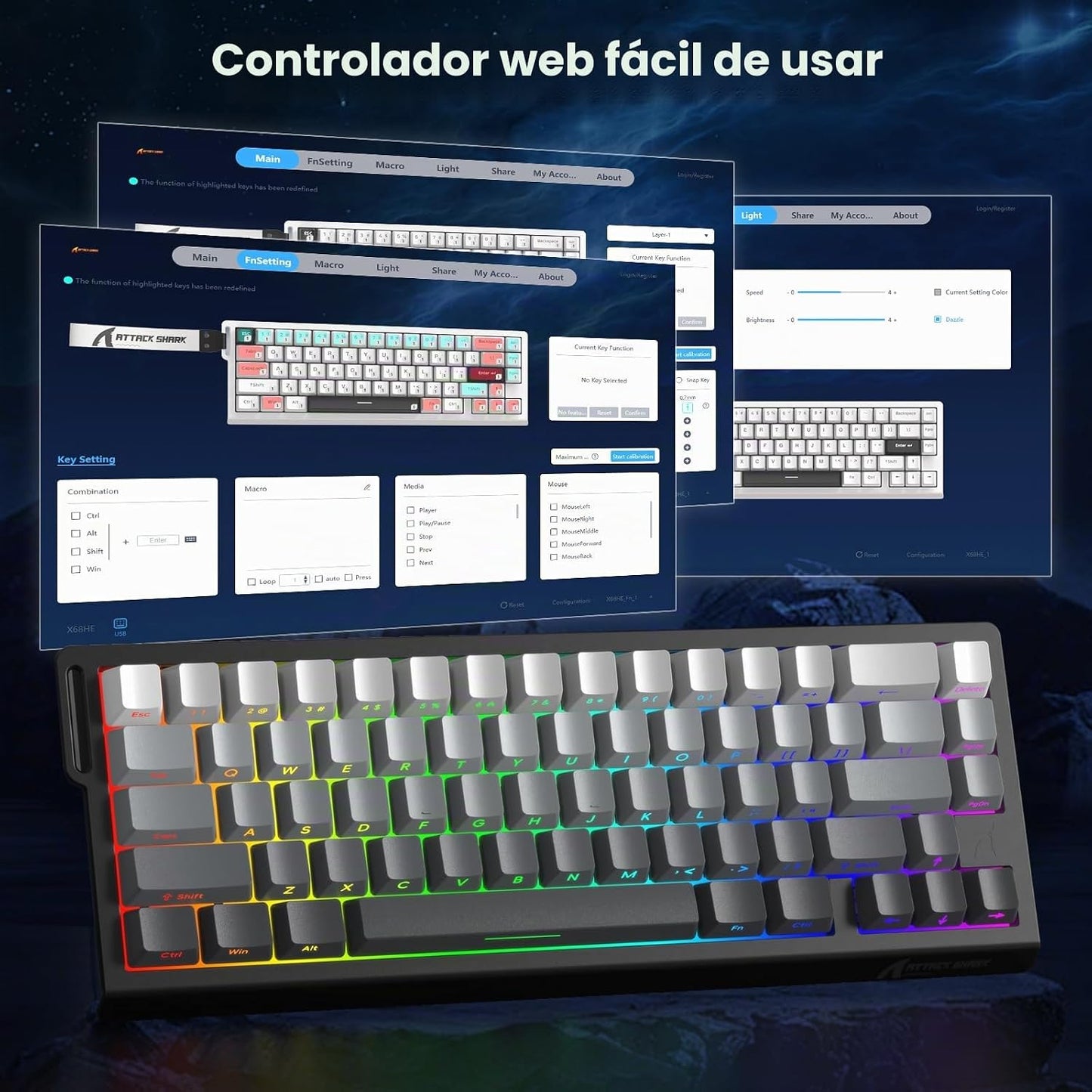 Teclado de Juego ATTACK SHARK X68 HE con Frecuencia de Muestreo de...