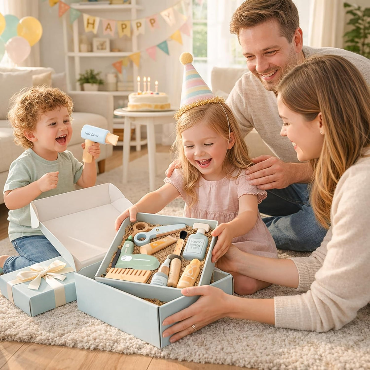 Juego de peluquería de madera para niñas de 3 a 6 años, kit de jugu...