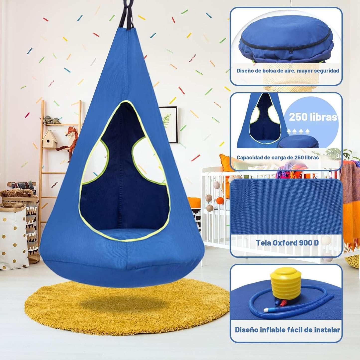 Silla Columpio Nido para Niños, Silla Hamaca Colgante Silla Columpi...