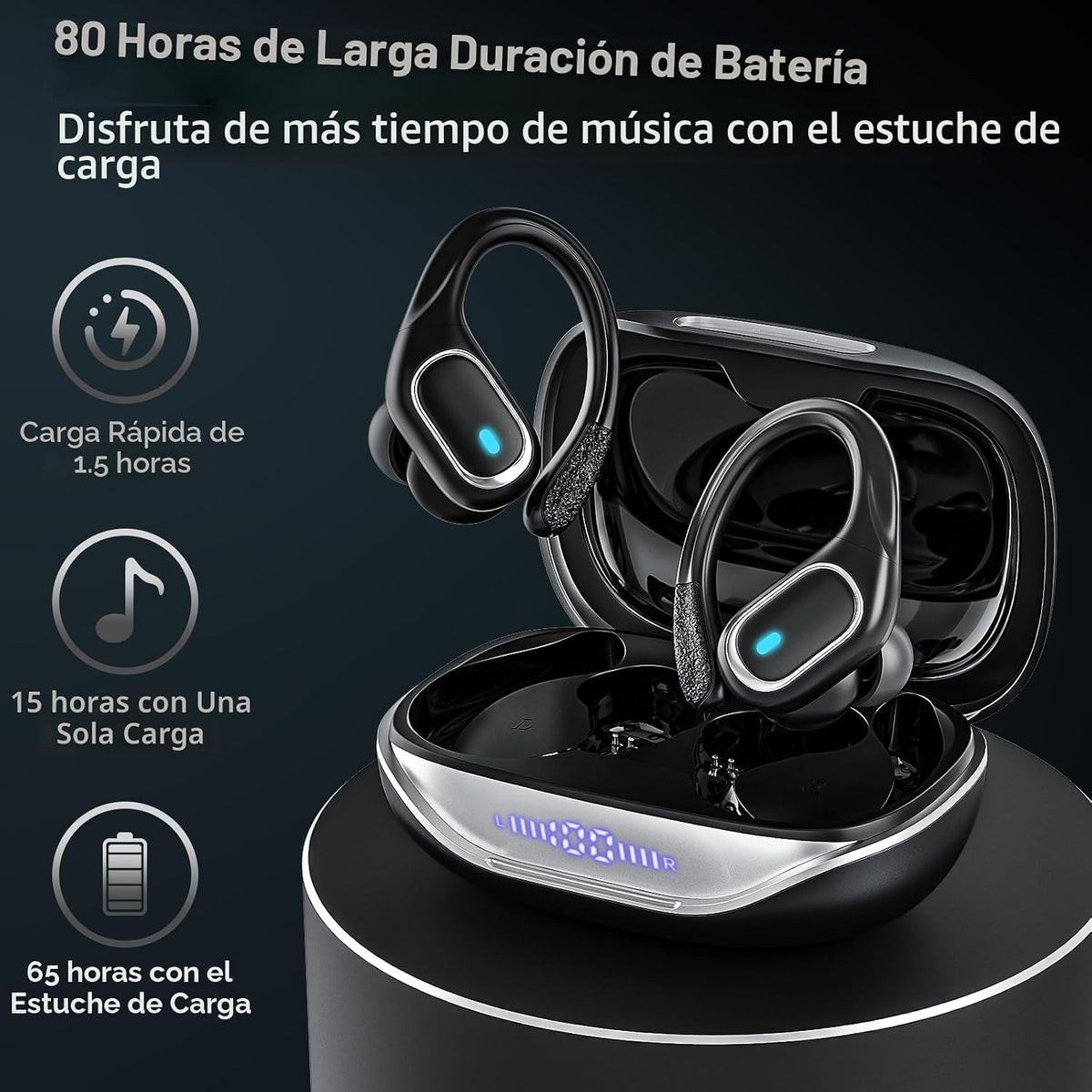 HAOYUYAN Auriculares inalámbricos Bluetooth 5.3 con reproducción de...