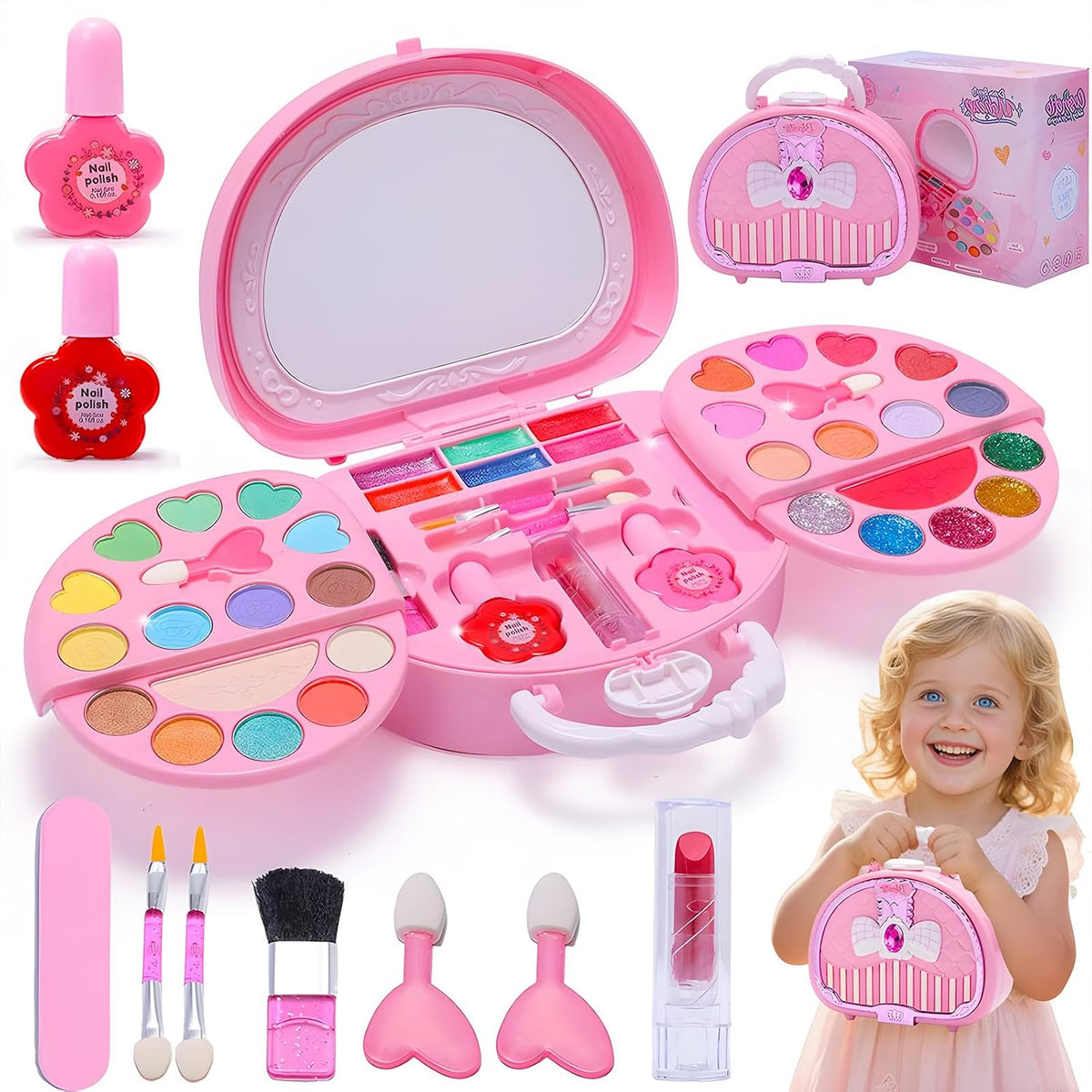 Kit de maquillaje para niños para niña, juego de maquillaje lavable...