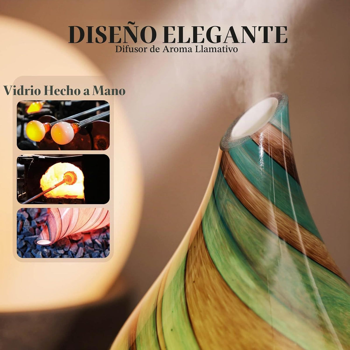 Porseme Difusor de aceite esencial 5.1 fl oz Difusor de cristal hec...