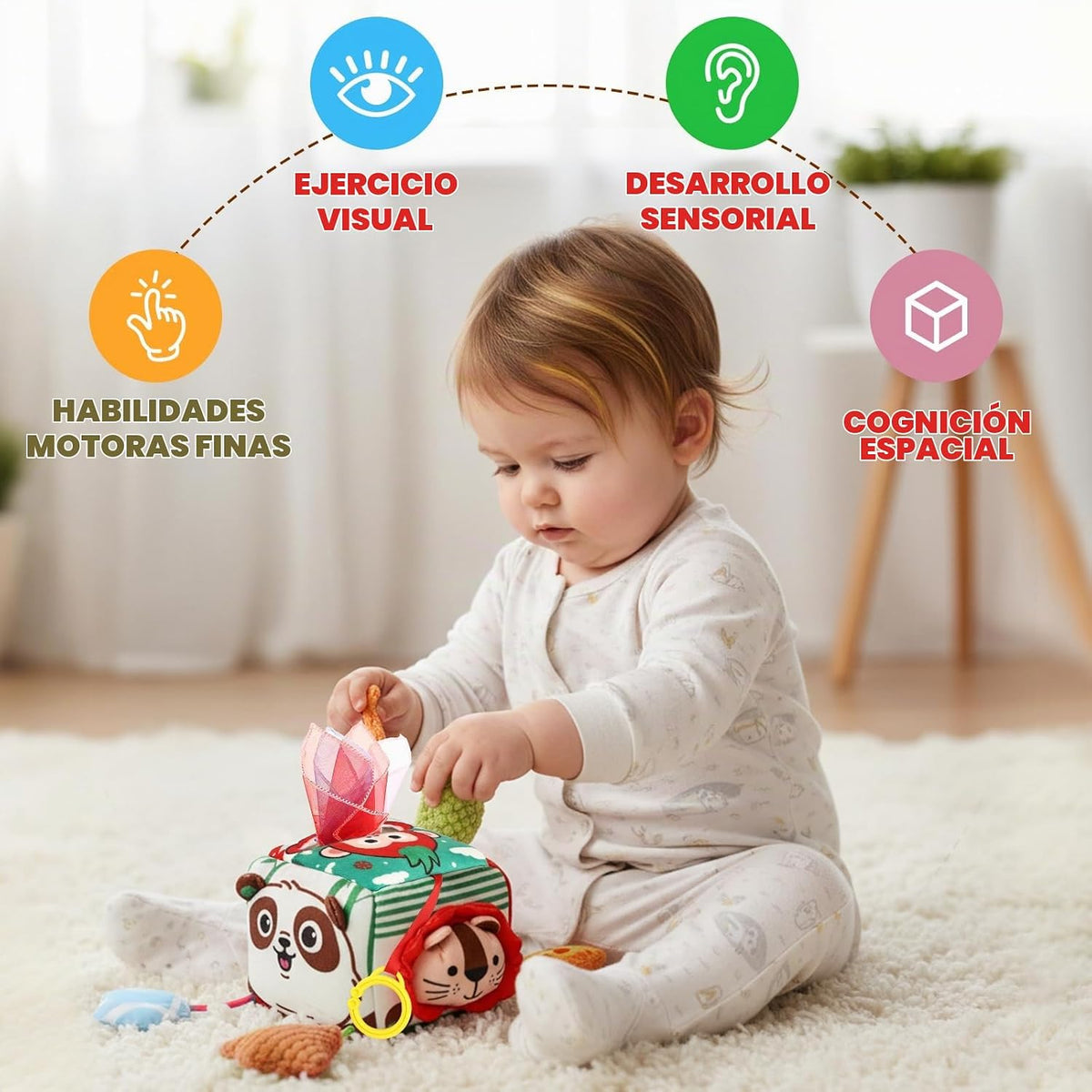 YOGINGO Caja de pañuelos para bebé, juguetes sensoriales Montessori...