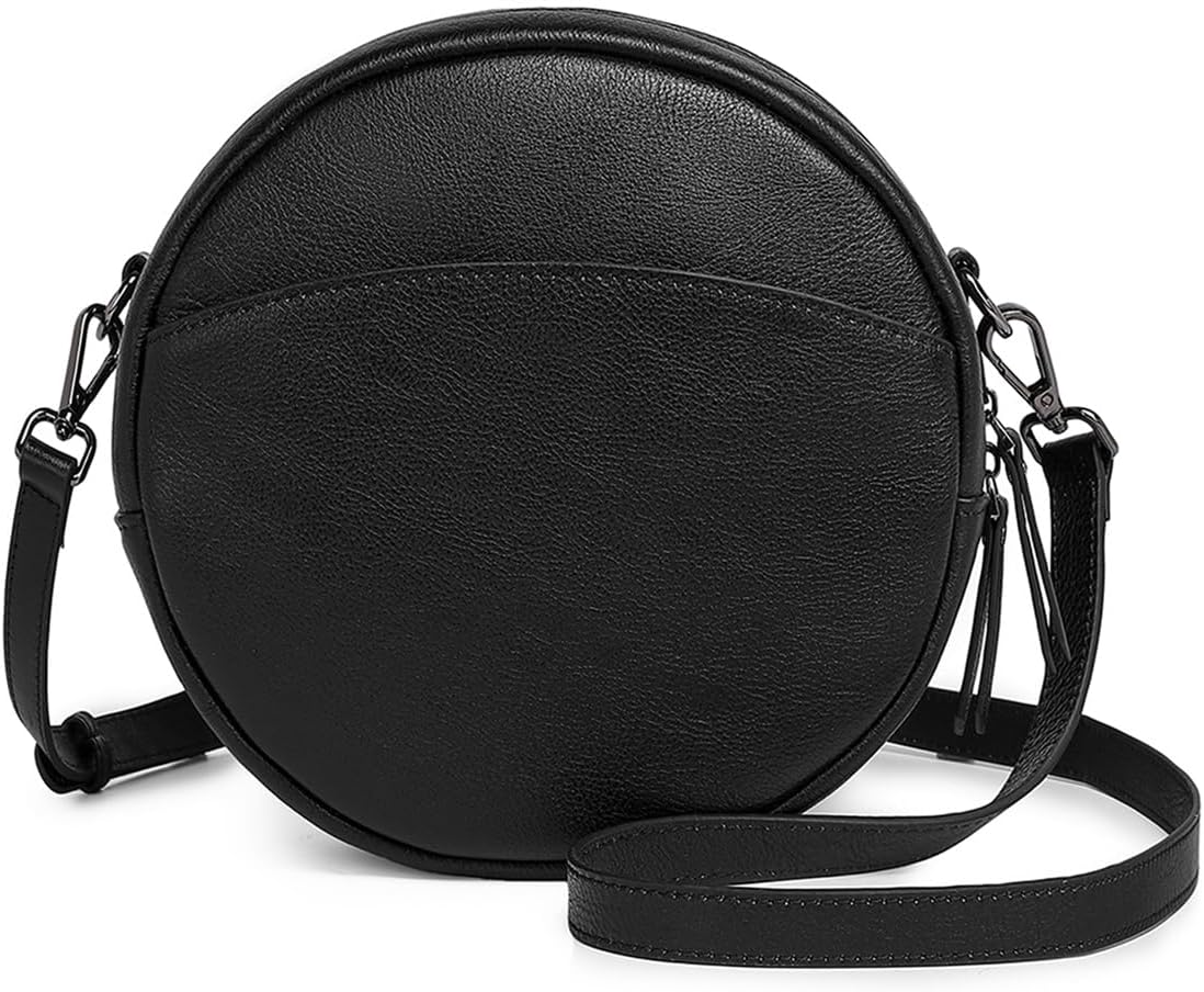 COOLCY Bolsos cruzados de cuero, bolso de hombro circular, bolso re...