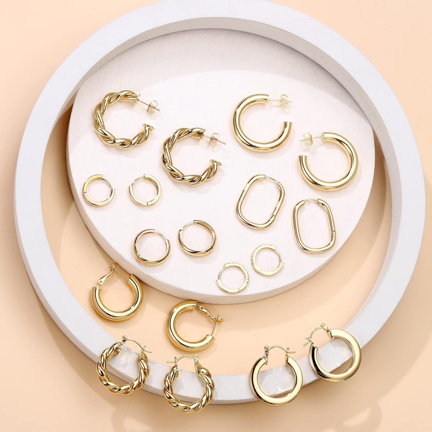 Yesteel 9 pares de arracadas de oro para mujer, chapadas en oro rea...