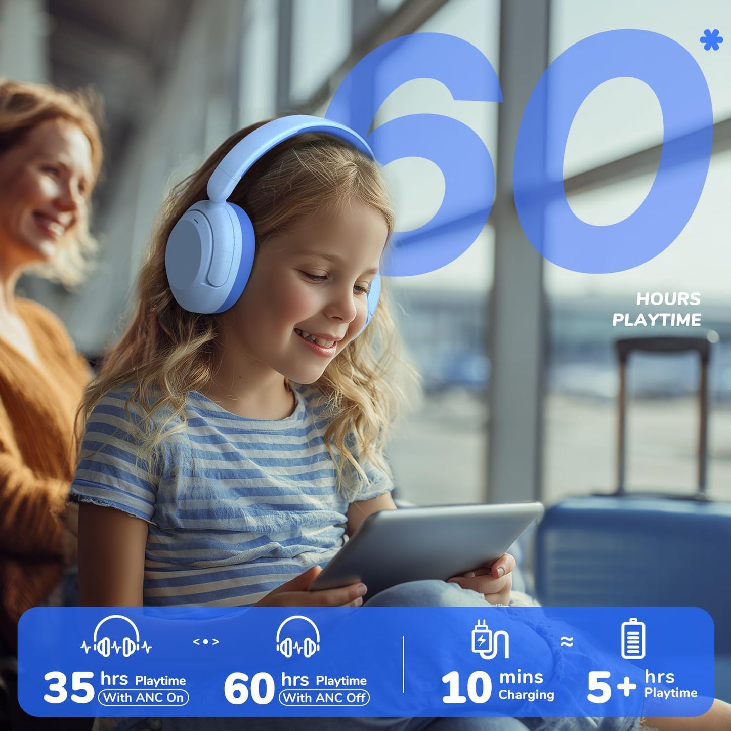 iClever BTH20 - Auriculares con cancelación activa de ruido para ni...