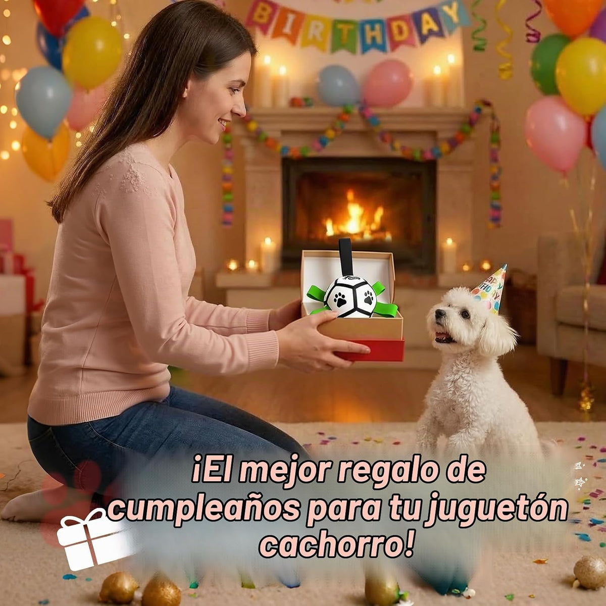 QDAN Juguetes para perros pequeños, pelota de fútbol al aire libre...