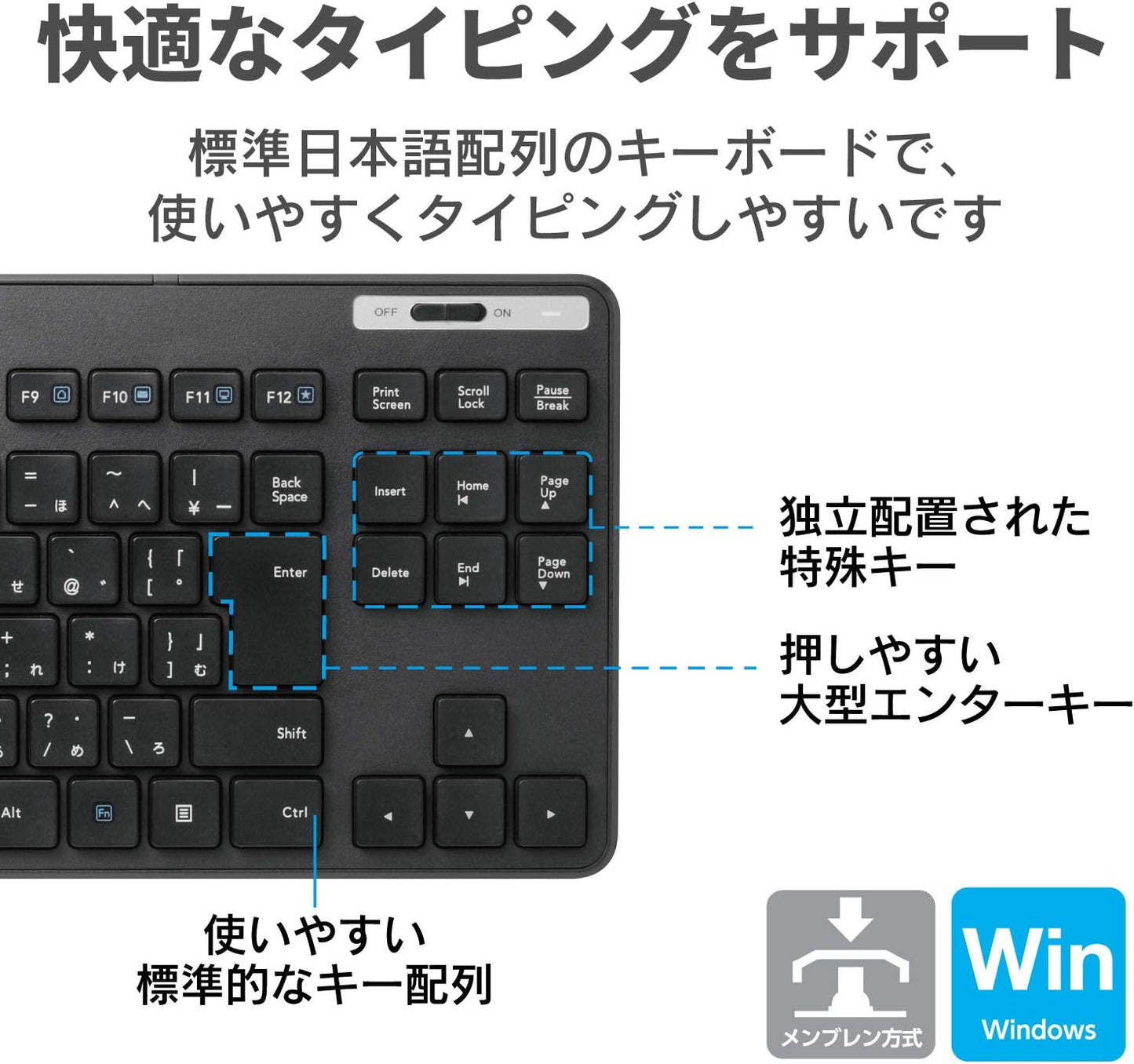 ELECOM Teclado delgado inalámbrico\/diseño japonés estándar\/confor...