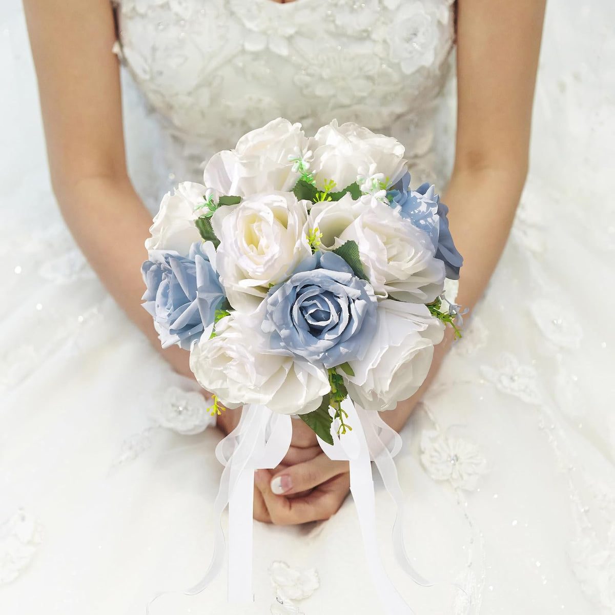 Qeedy Ramos de Boda para Novia - Flores de Seda Realistas Rosas Art...
