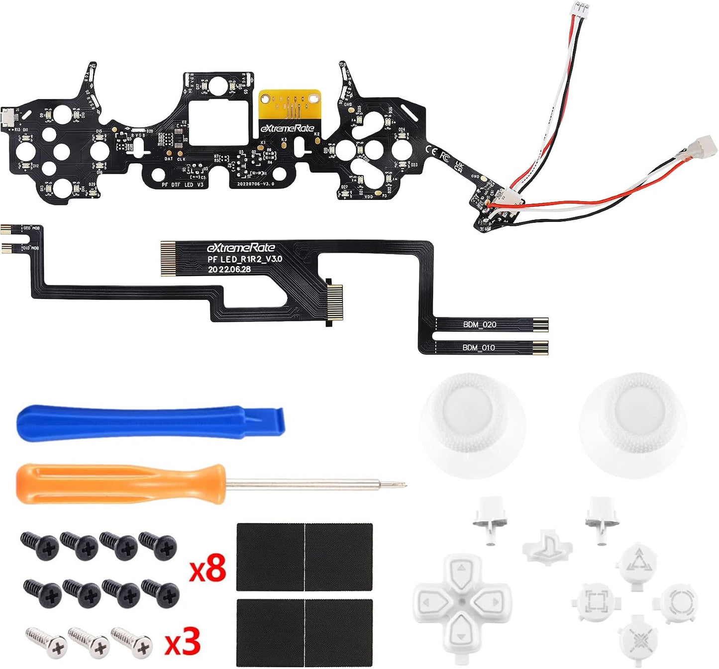 eXtremeRate Blanco Símbolos Clásicos D-pad Thumbstick Compartir Opc...