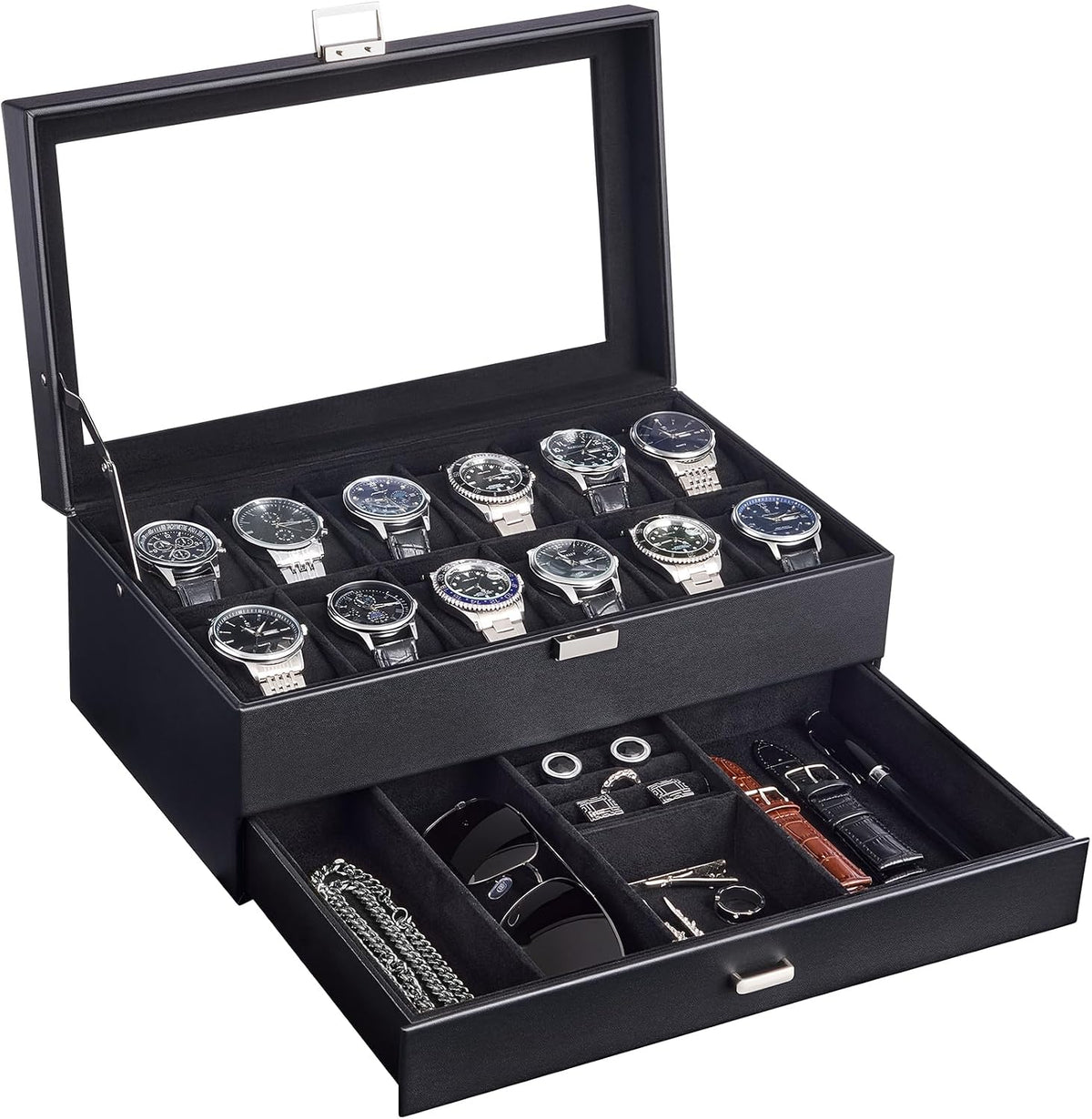 Lolalet Estuche para Reloj para Hombre, Joyero para Hombre con 12 R...