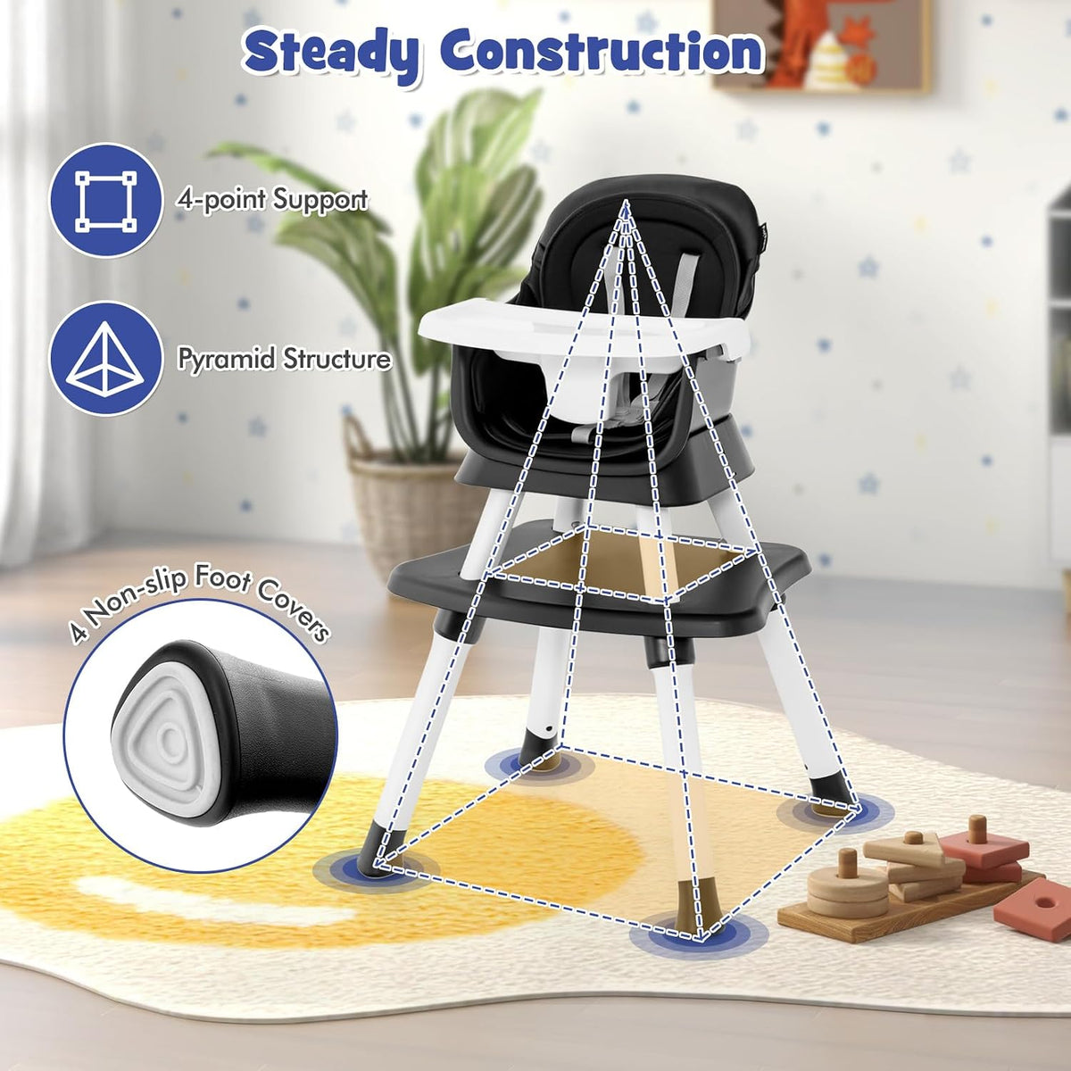 HONEY JOY Silla alta 8 en 1 para bebé, silla alta convertible para...