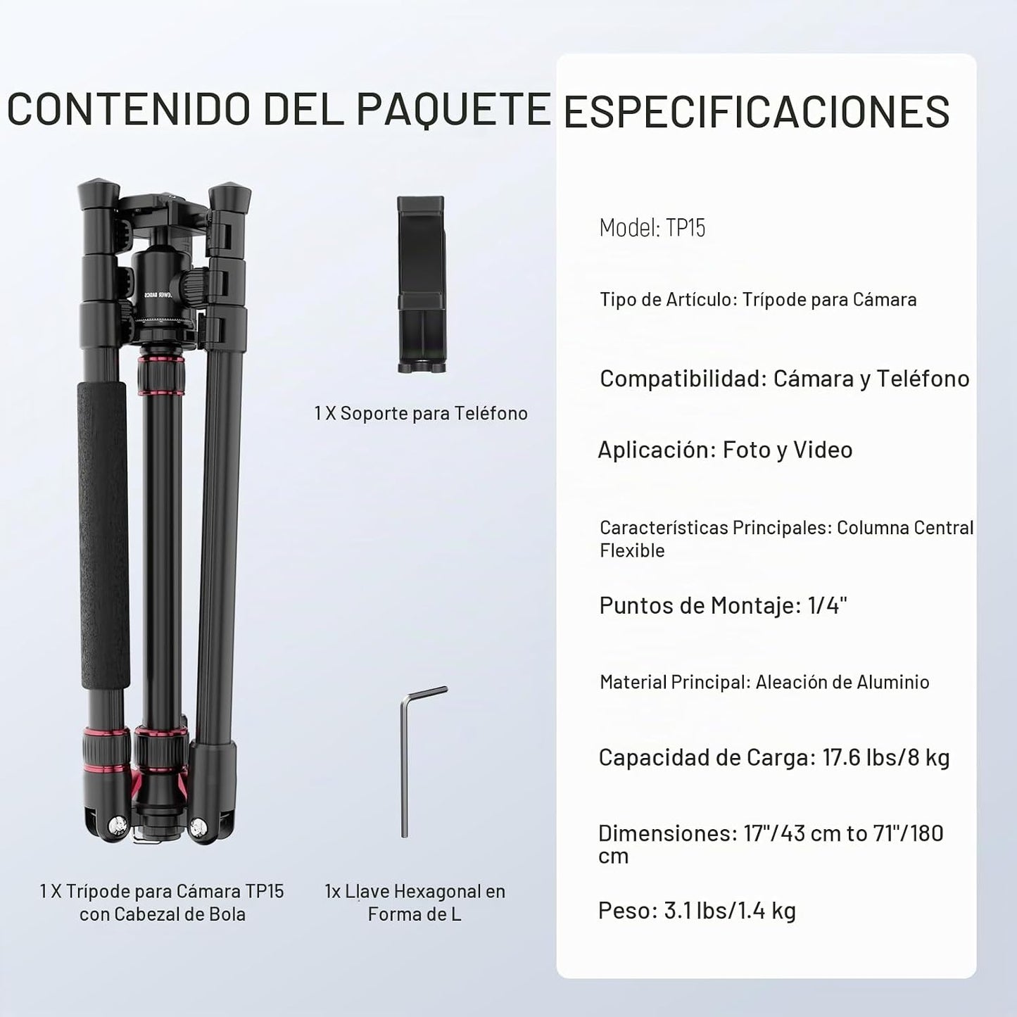 NEEWER Basics - Trípode para cámara, 71 pulgadas, de aluminio, resi...