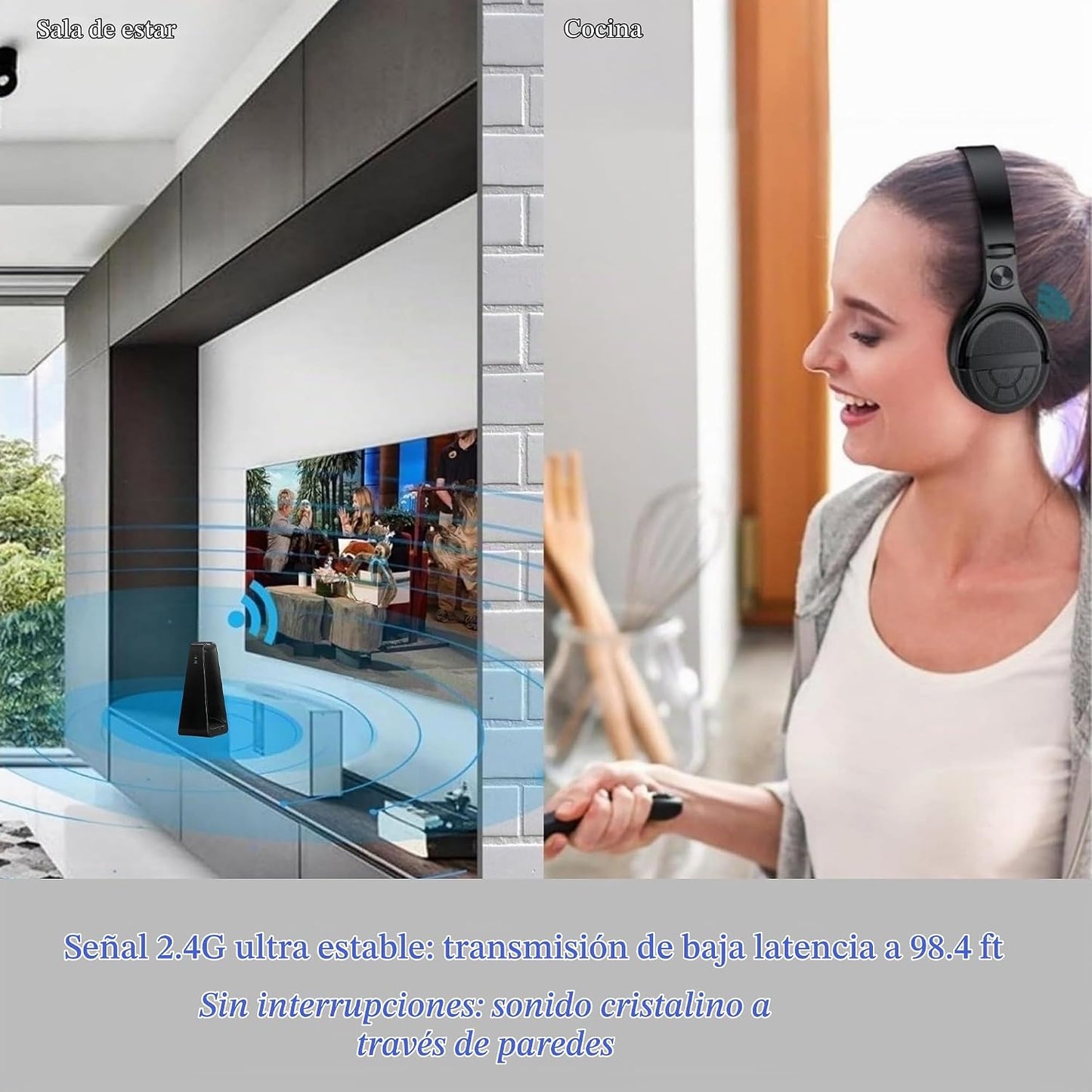 Auriculares inalámbricos de TV para personas mayores con botones gr...