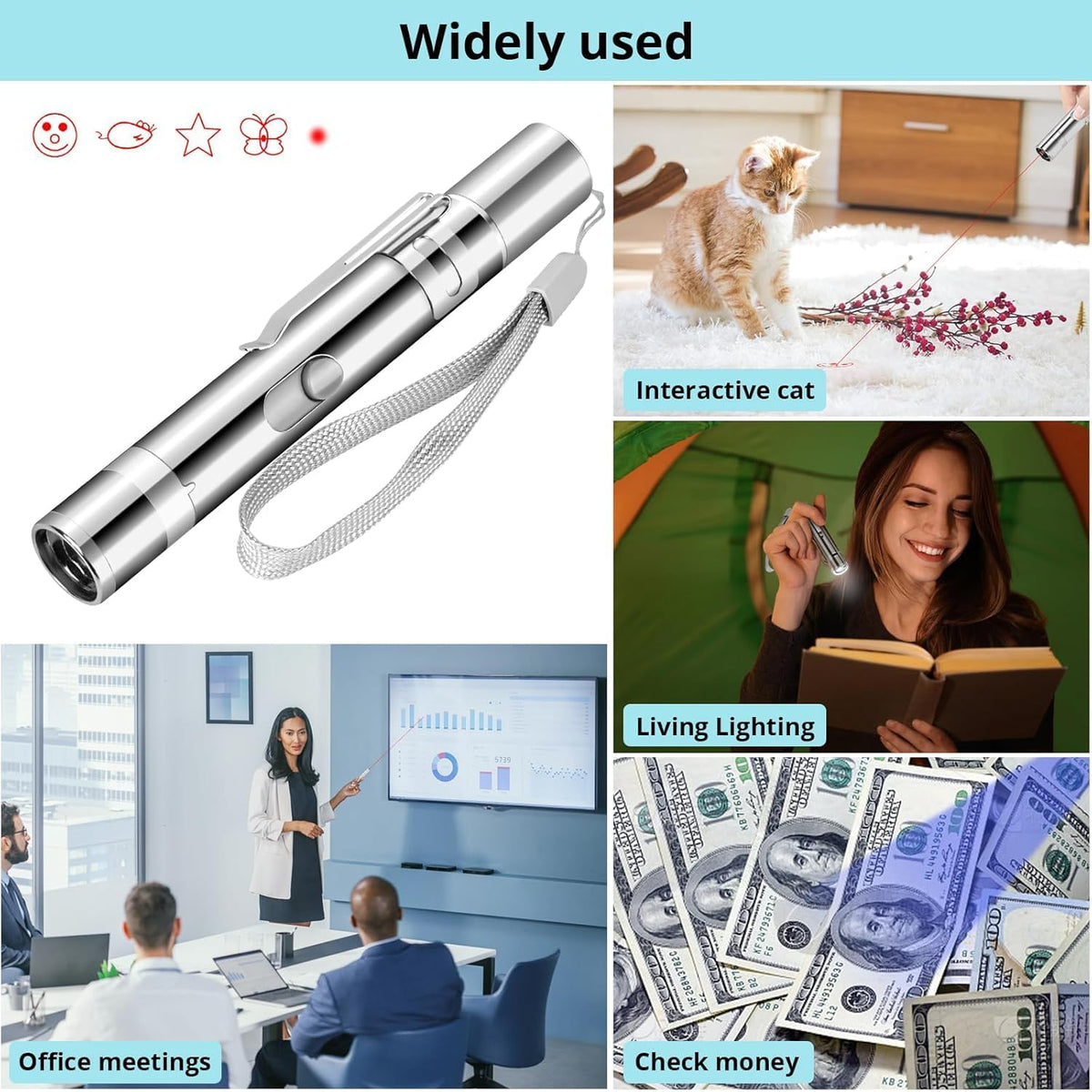 Waputne Juguete para gatos, recargable por USB, 3 modos de luz, 5 p...