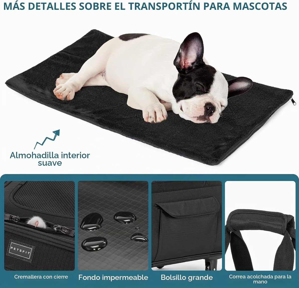 PETSFIT Transportador Extra Grande para Mascotas con Ruedas - Trans...