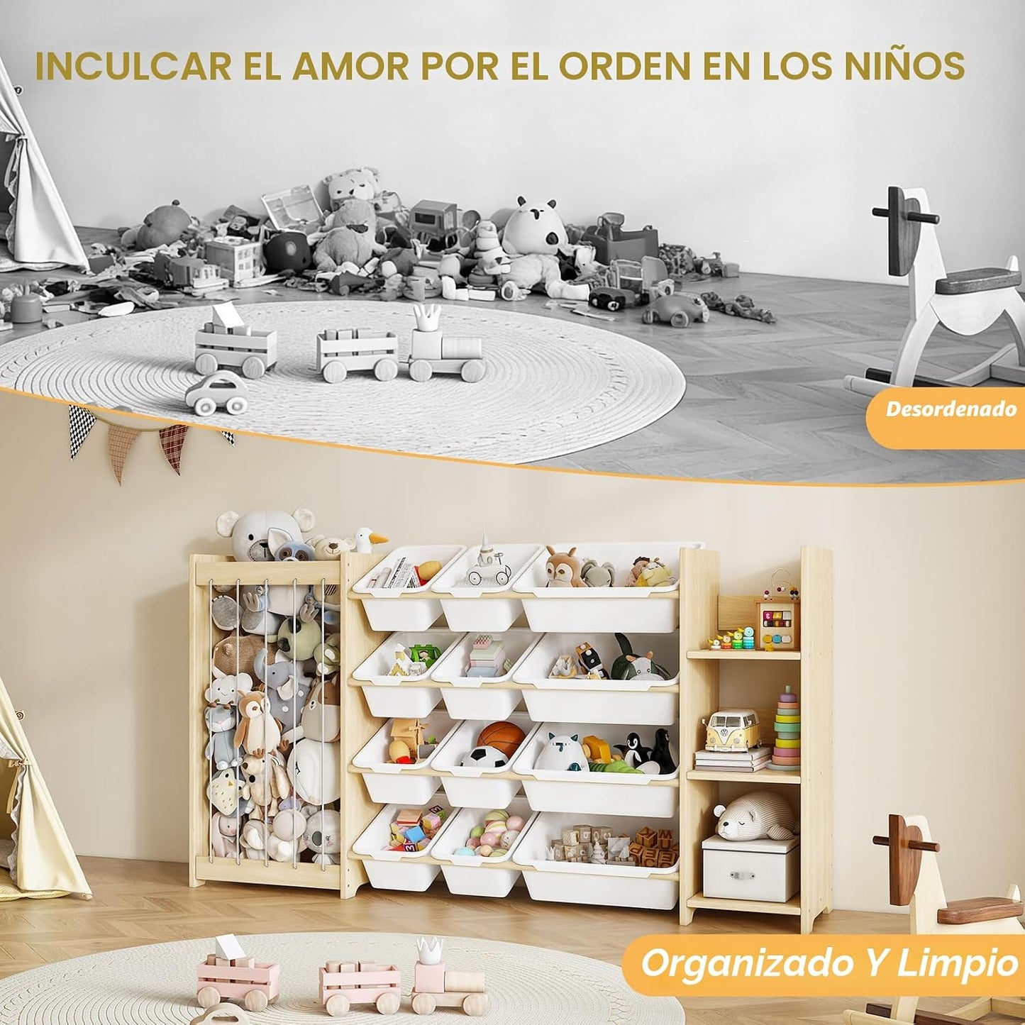 EXPERLAM Organizador de almacenamiento de juguetes 3 en 1, soporte...