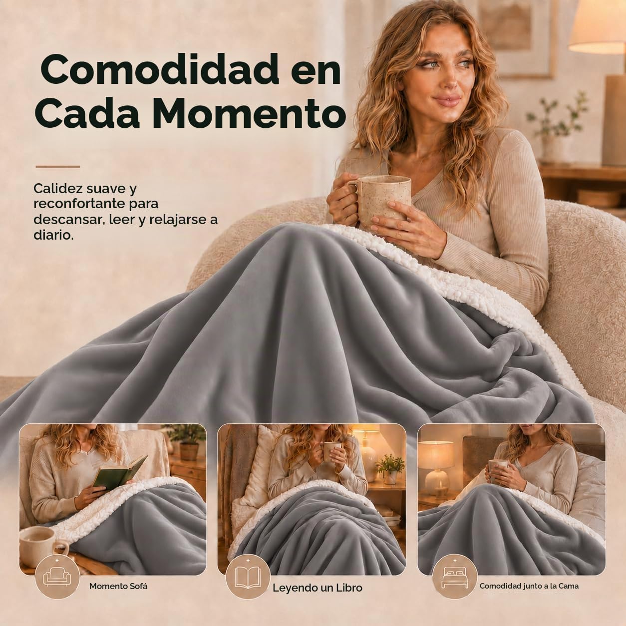 LaffyLo Manta térmica eléctrica tamaño matrimonial de 72 x 84 pulga...