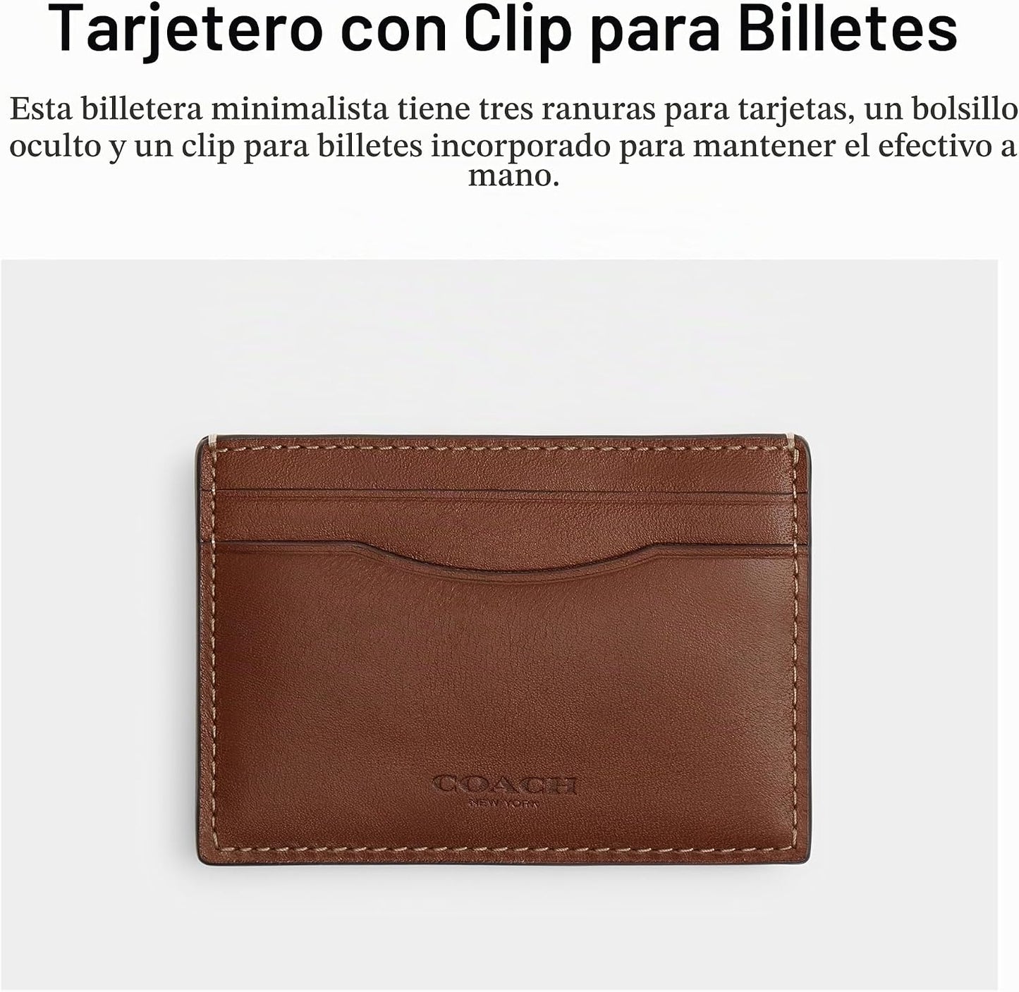 Coach Funda para tarjetas con clip para dinero, color secoya, talla...
