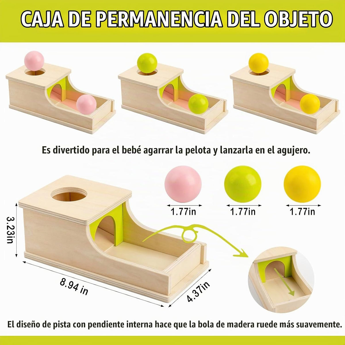 Juguetes Montessori para niños de 6 meses, caja de permanencia de o...