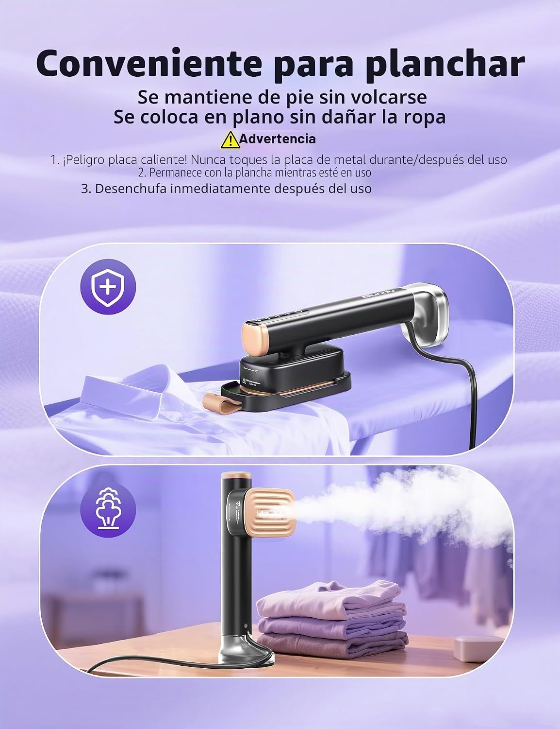 Sundu Vaporizador para ropa, vaporizador y plancha portátil 2 en 1,...