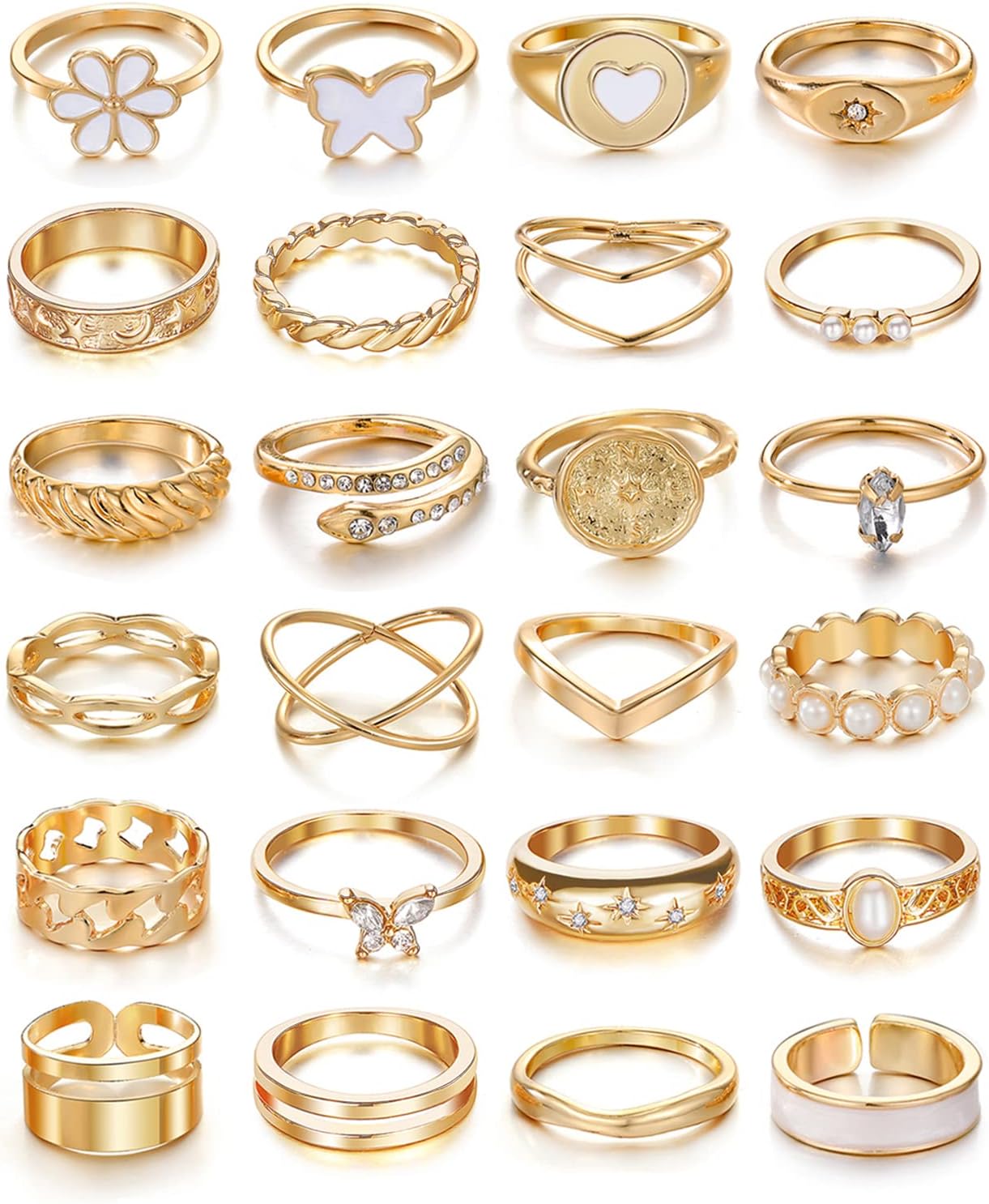 KISS WIFE Anillos apilables de oro para mujer, delicado juego de an...